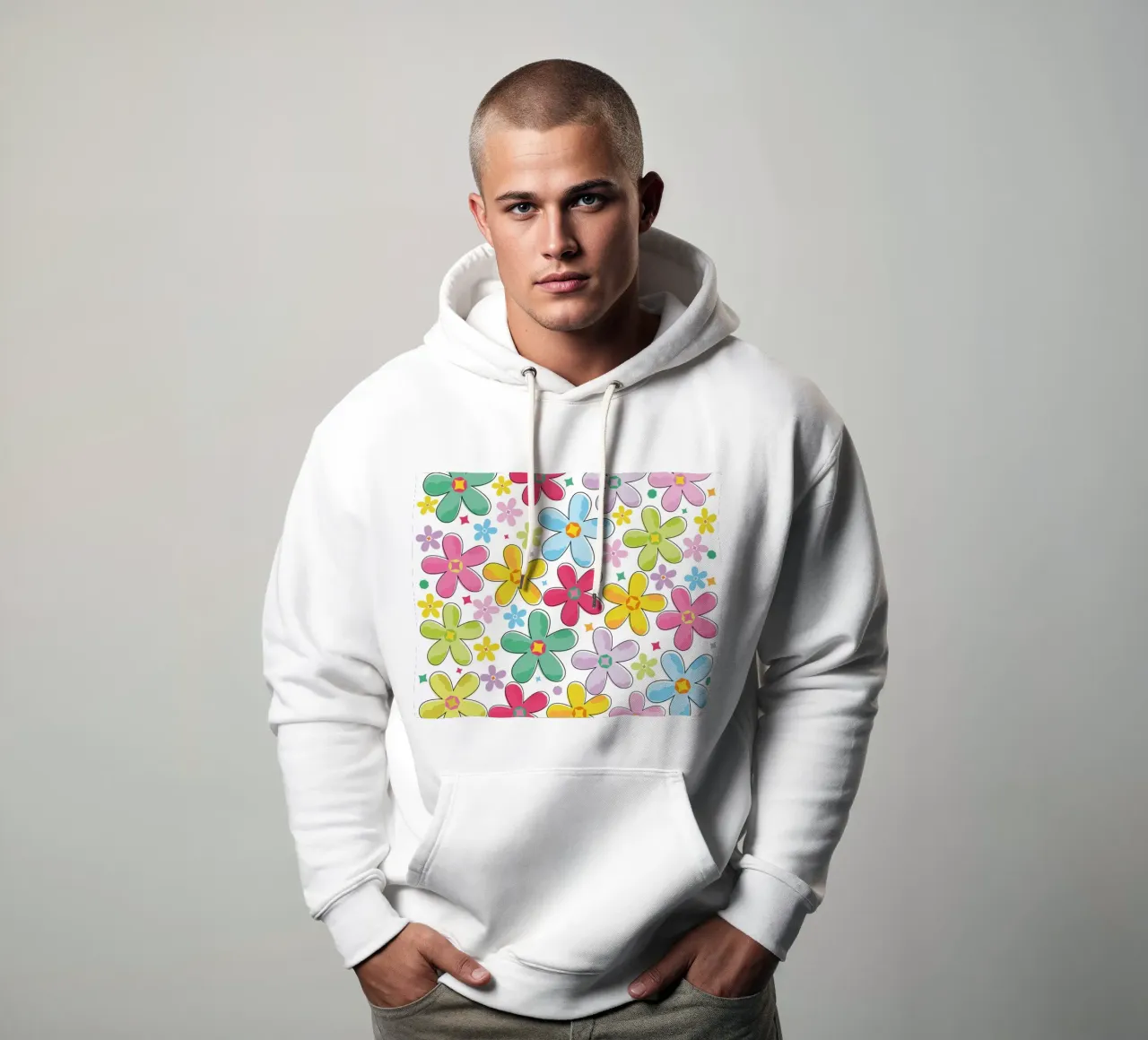Modello a fiori colorati felpa con cappuccio da GalerieGG