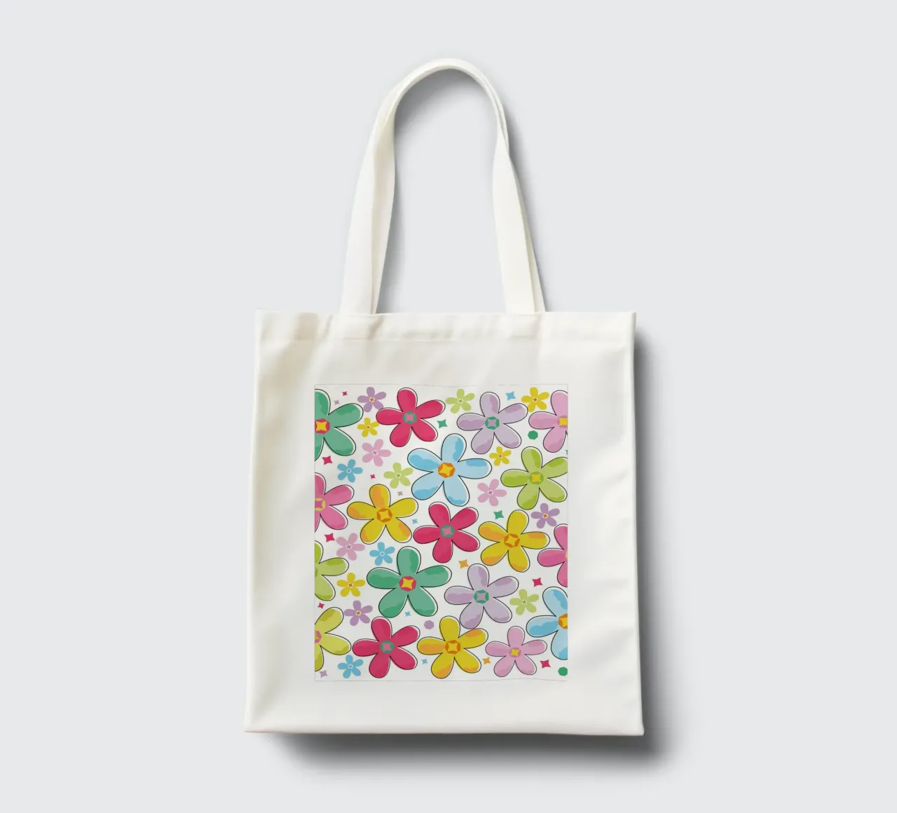 Modello a fiori colorati borsa in juta da GalerieGG