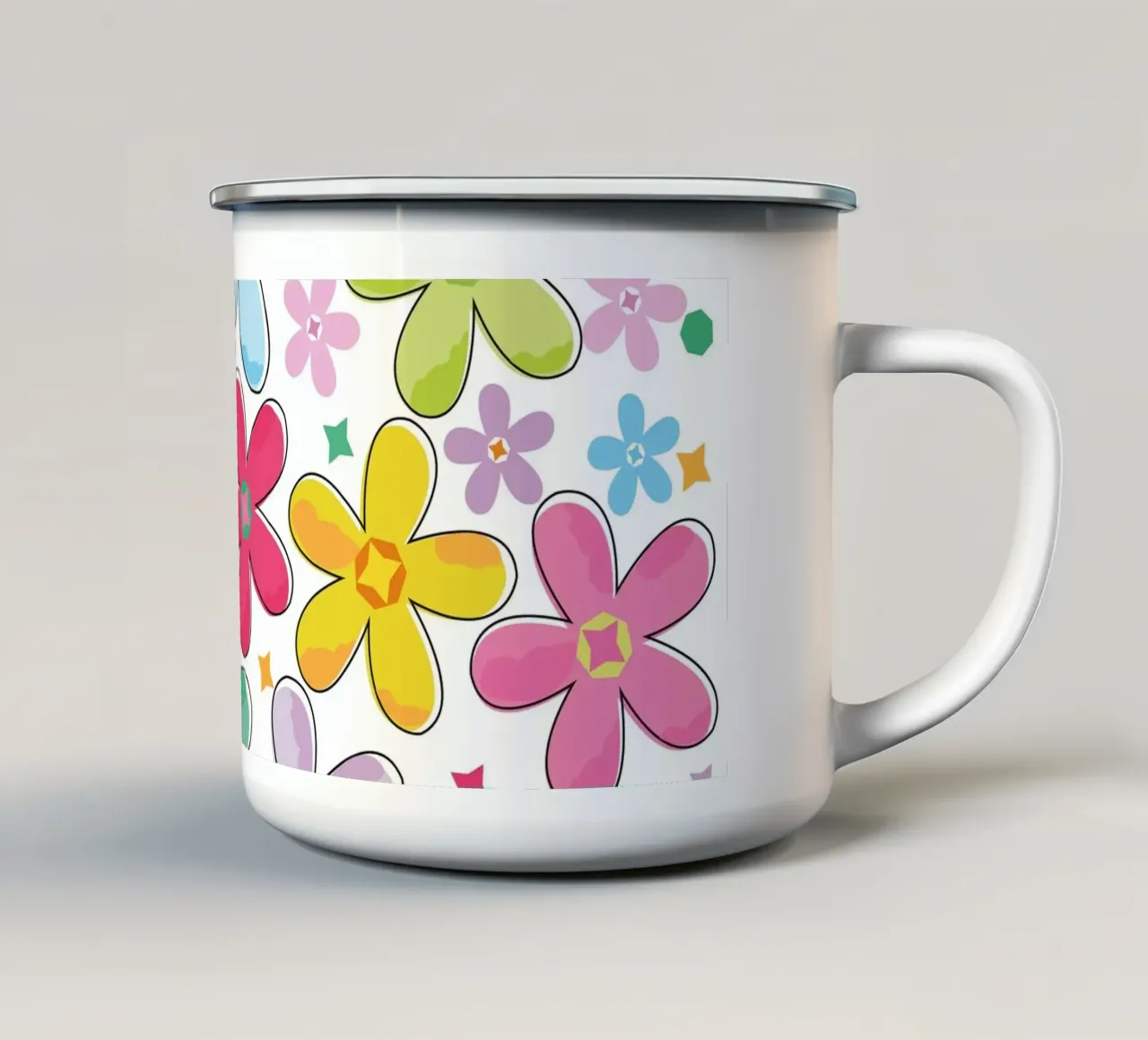 Modello a fiori colorati tazza in smalto da GalerieGG