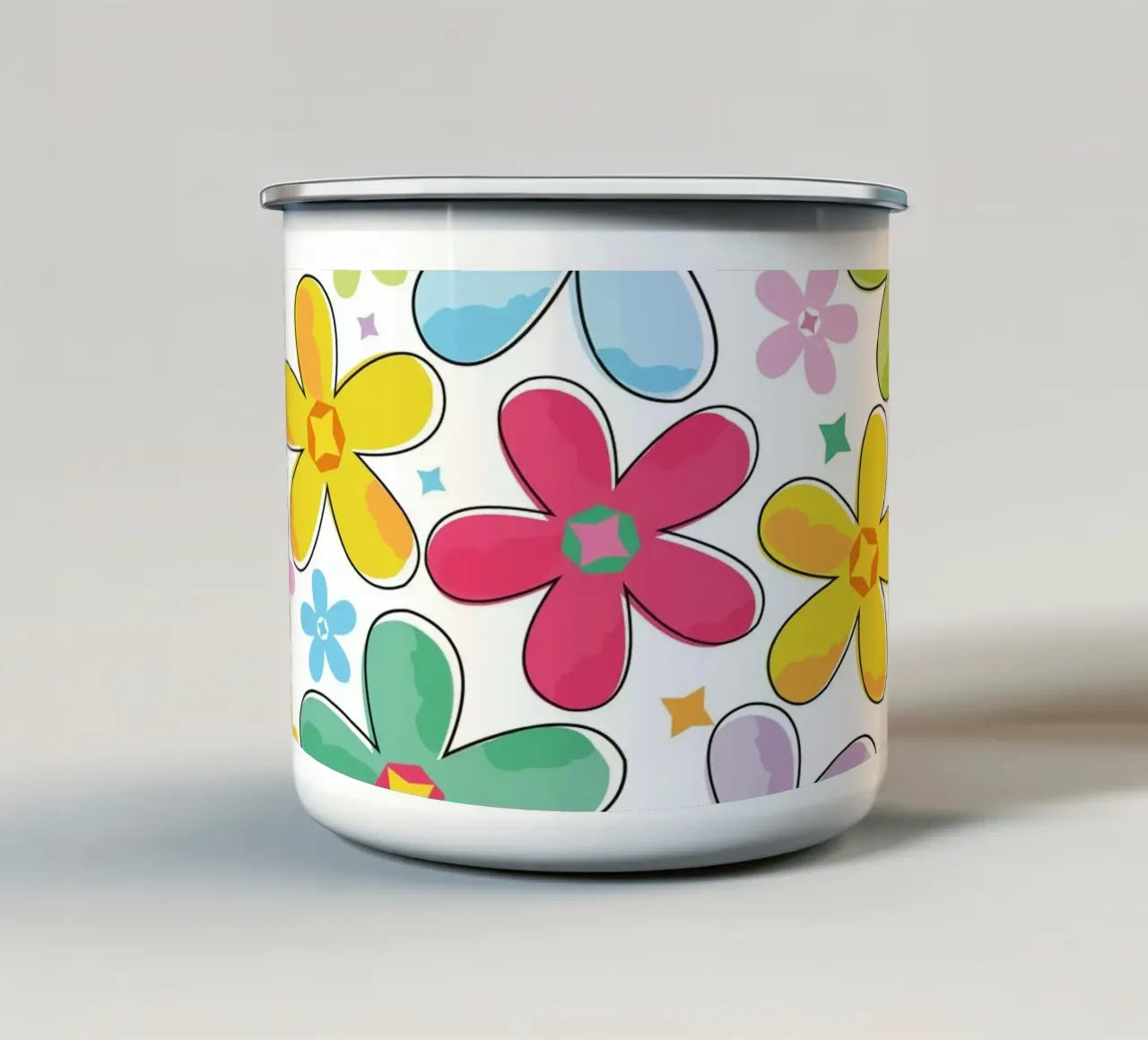 Modello a fiori colorati tazza in smalto da GalerieGG