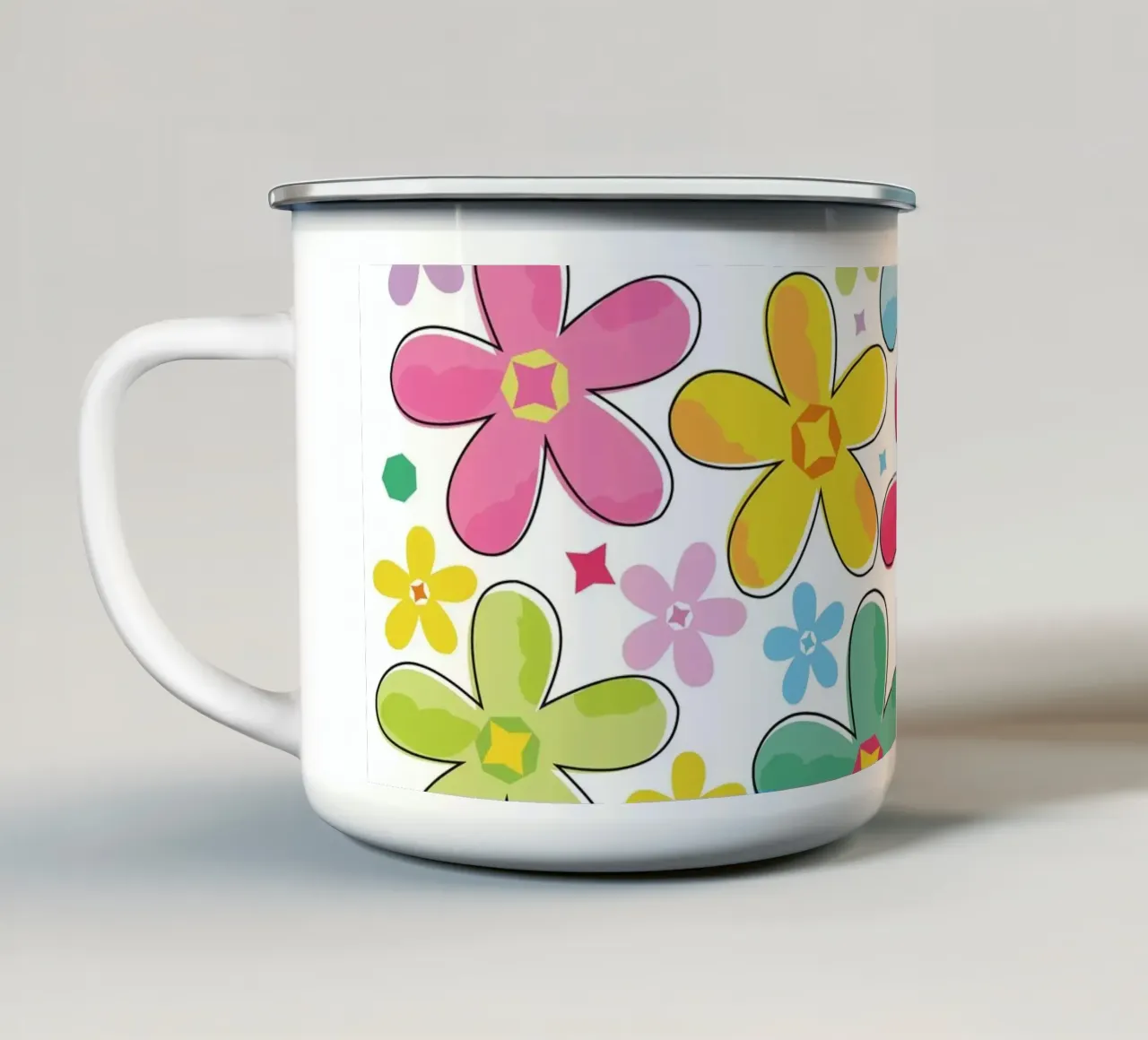 Modello a fiori colorati tazza in smalto da GalerieGG