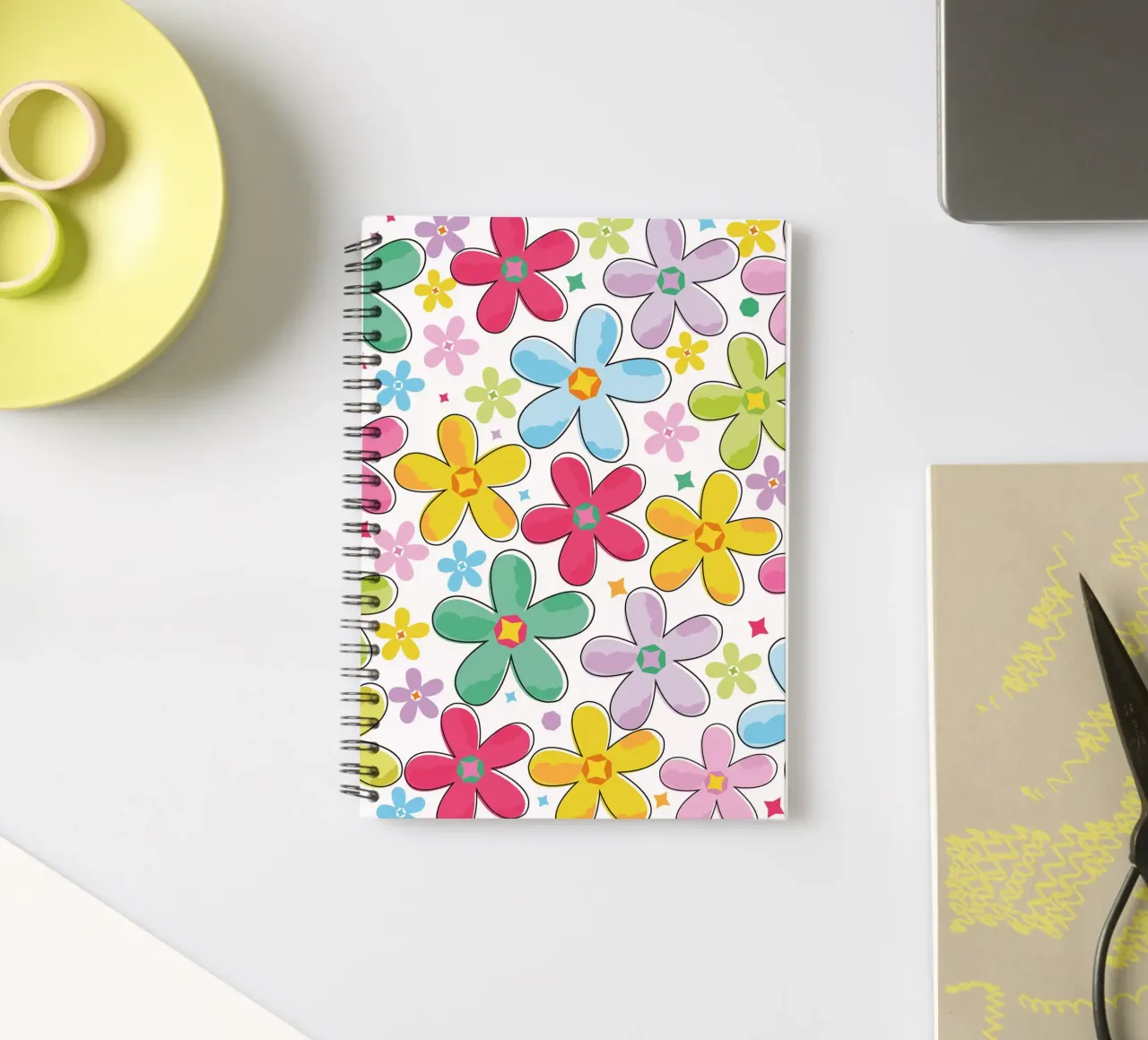 Modello a fiori colorati diario ad anelli da GalerieGG