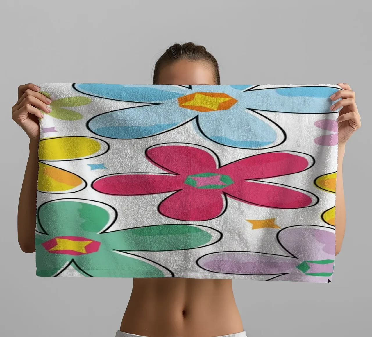 Modello a fiori colorati asciugamano da bagno da GalerieGG