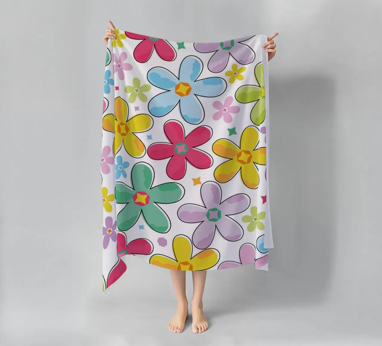 Modello a fiori colorati telo mare da GalerieGG