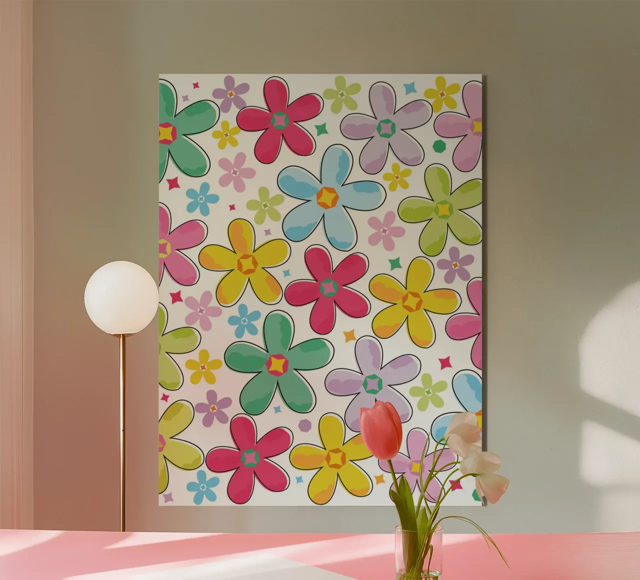 Modello a fiori colorati alluminio dibond da GalerieGG