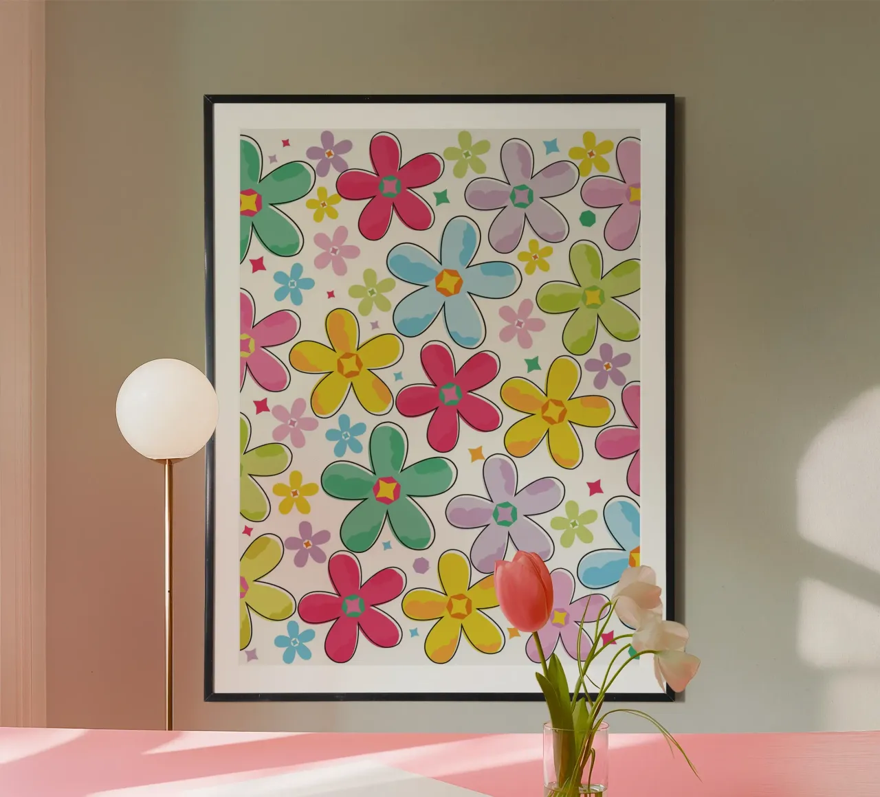 Modello a fiori colorati carta hahnemühle da GalerieGG