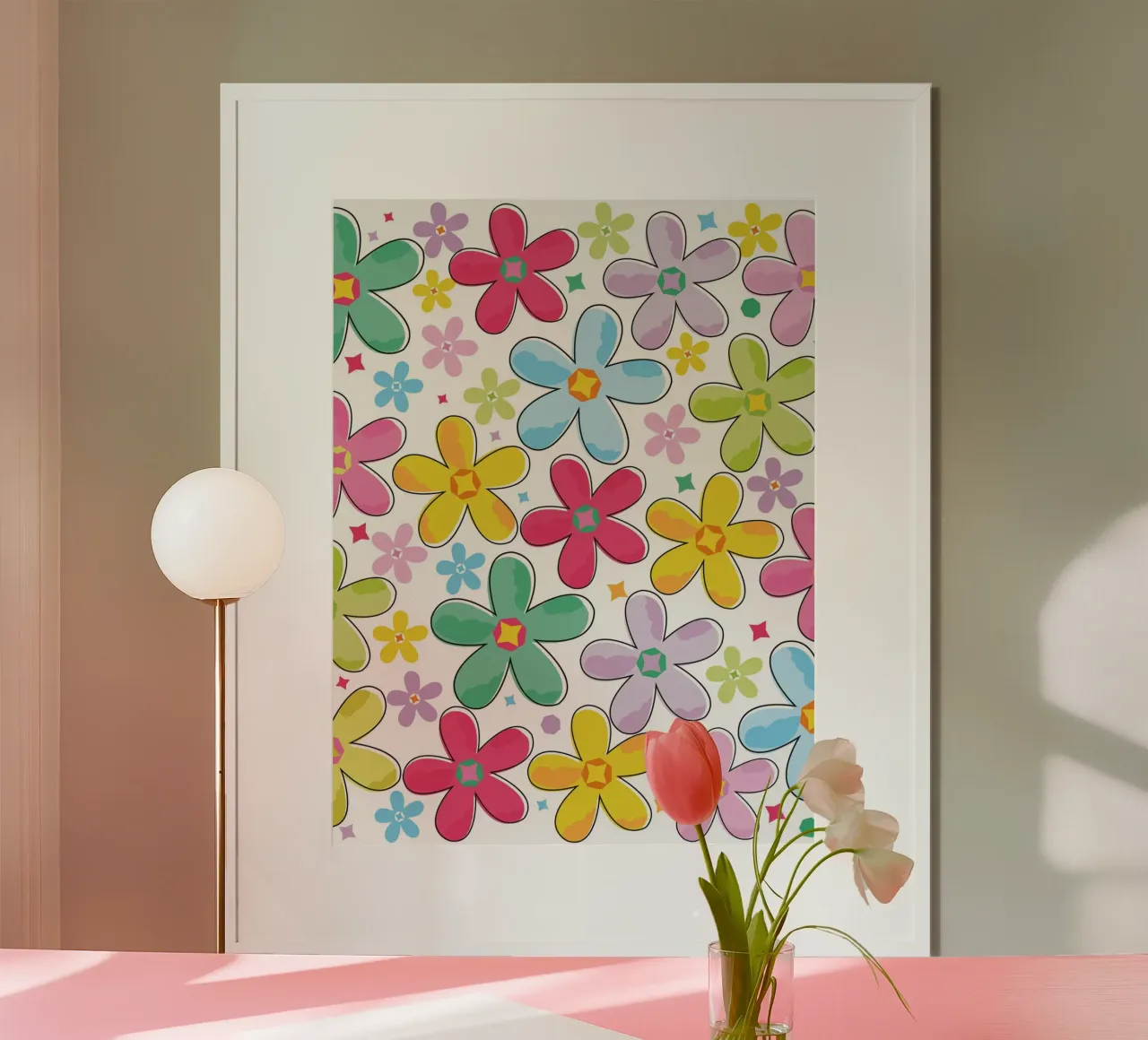 Modello a fiori colorati carta hahnemühle da GalerieGG