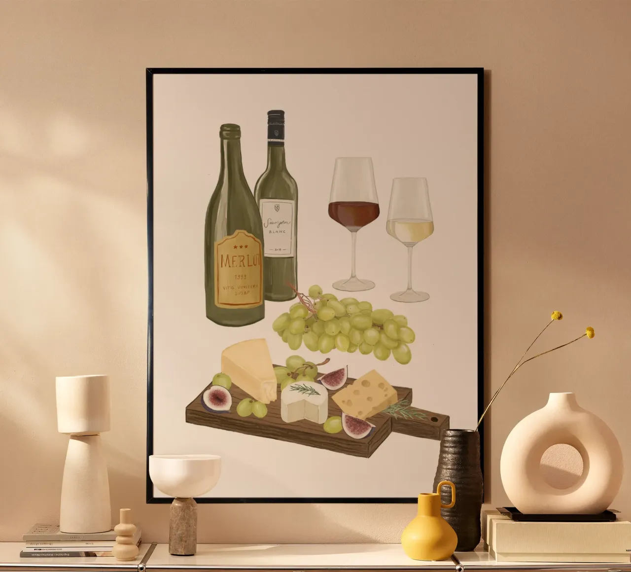 Formaggio e vino poster da herzundpapier