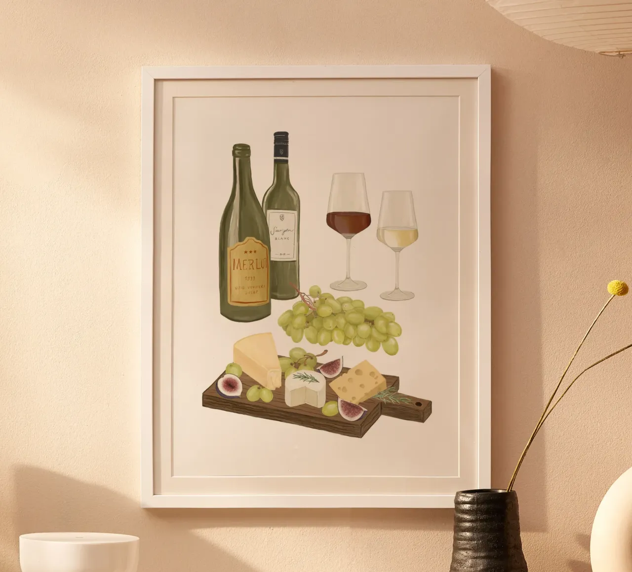 Formaggio e vino poster da herzundpapier