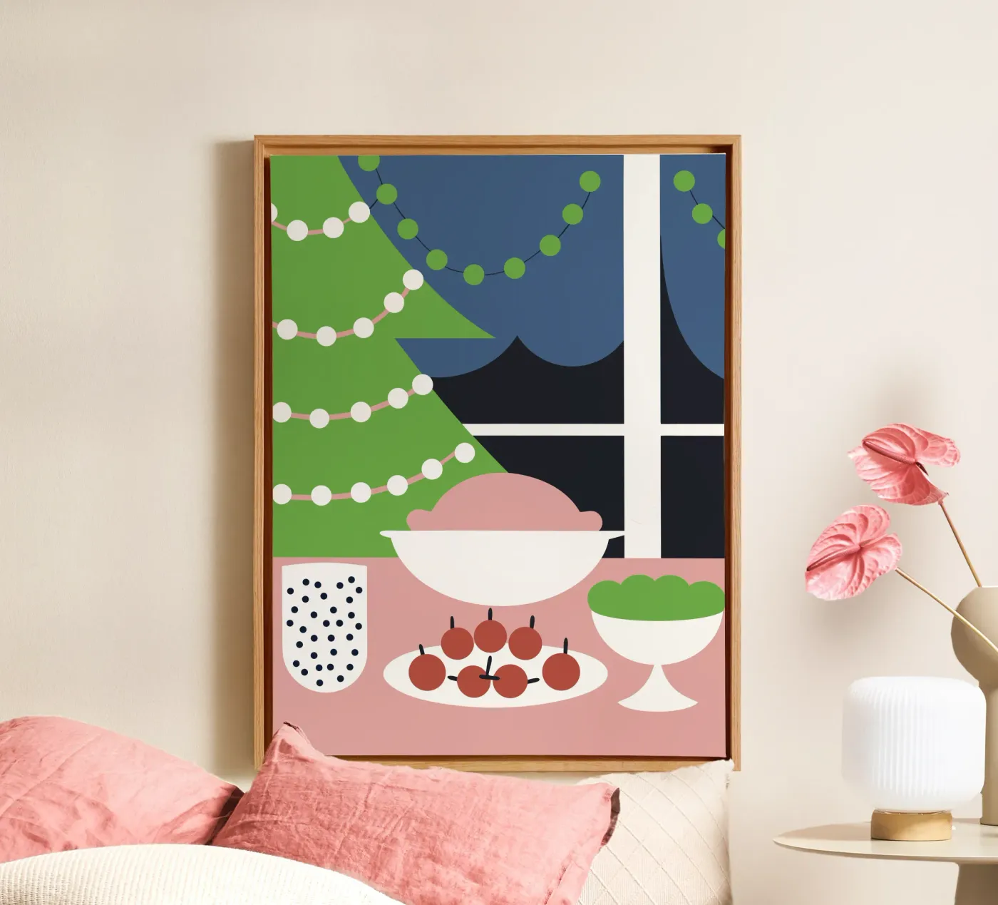 Kerstdiner canvas van LOOK DIFFERENT