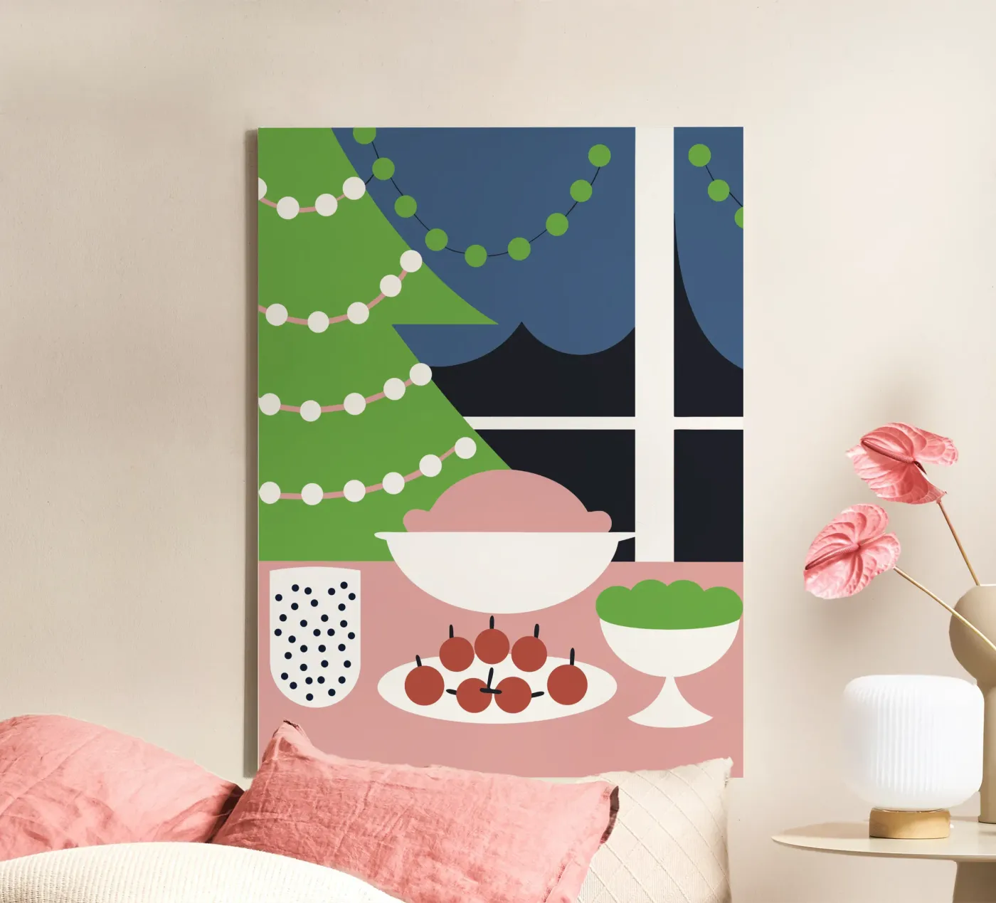 Kerstdiner canvas van LOOK DIFFERENT