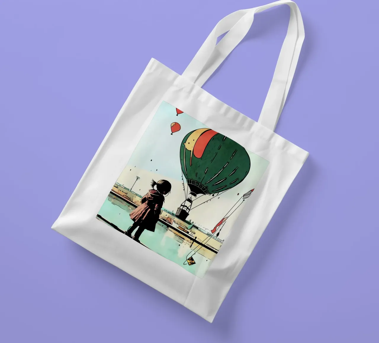 Ragazza con palloncini #2 borsa in juta da ZAMART - PopArt