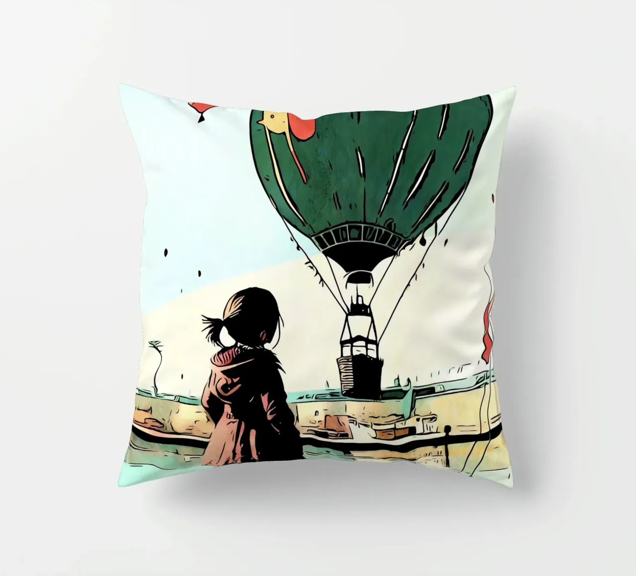 Ragazza con palloncini #2 cuscino da ZAMART - PopArt