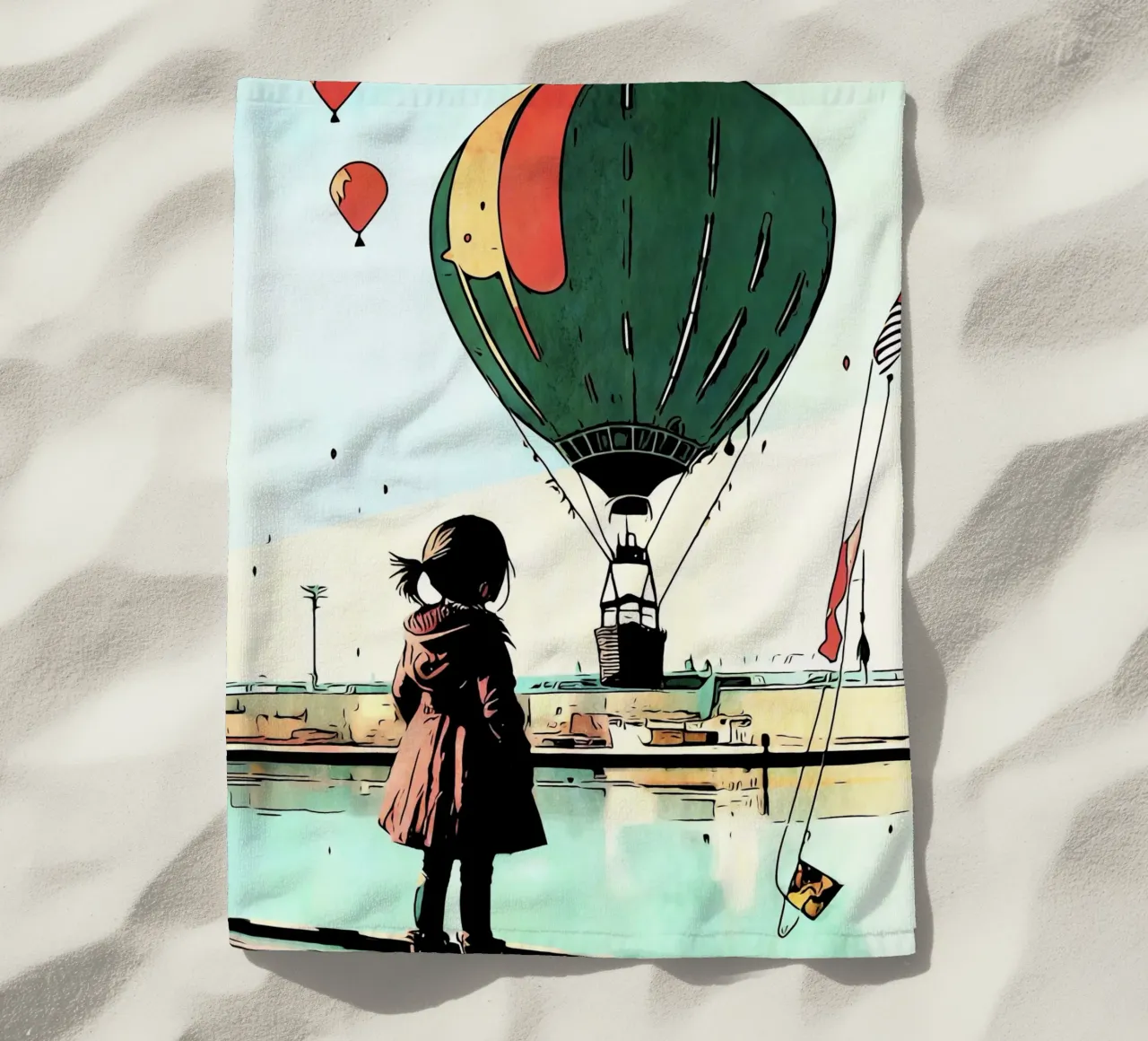 Ragazza con palloncini #2 telo mare da ZAMART - PopArt
