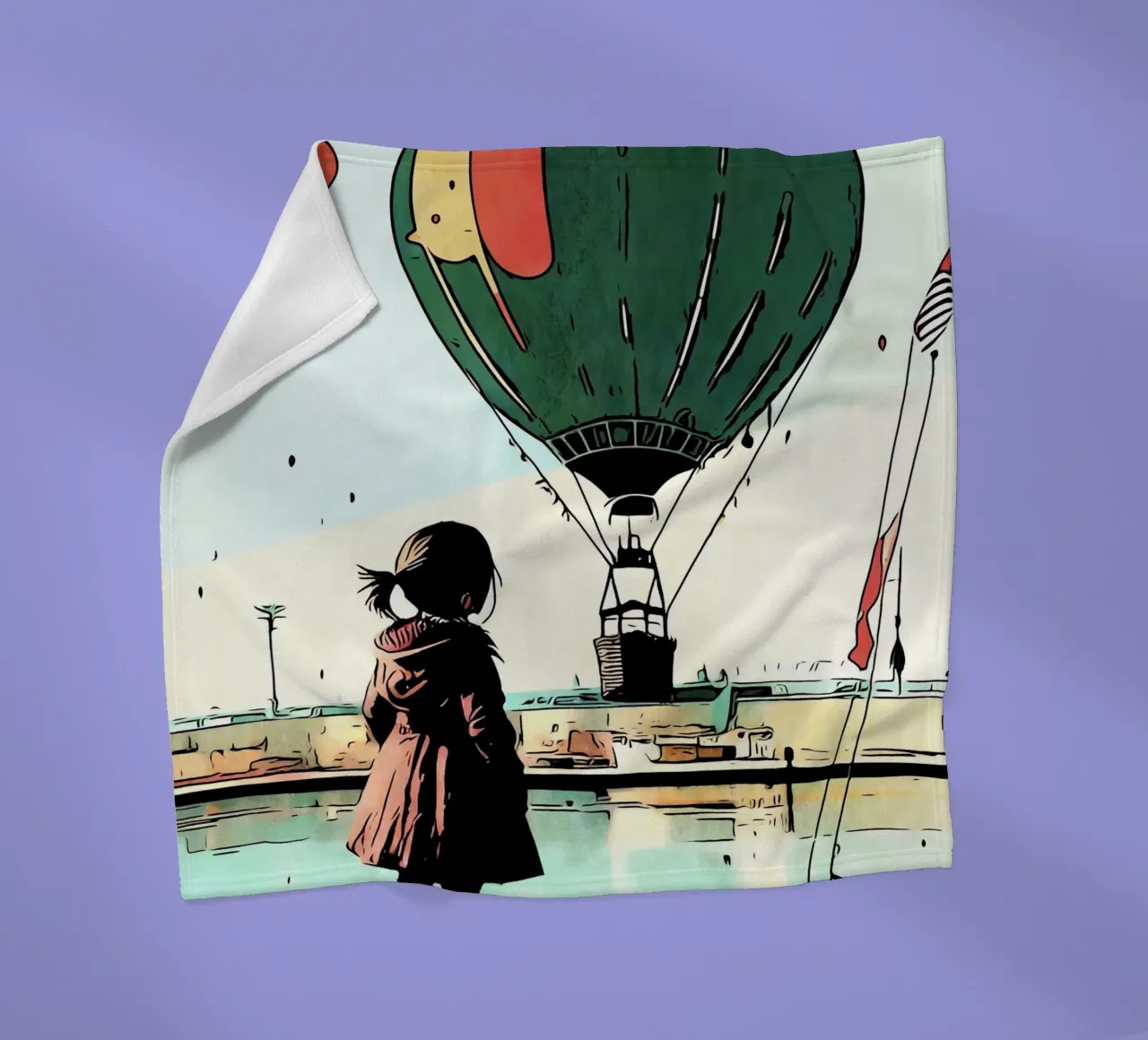 Ragazza con palloncini #2 coperta in pile da ZAMART - PopArt