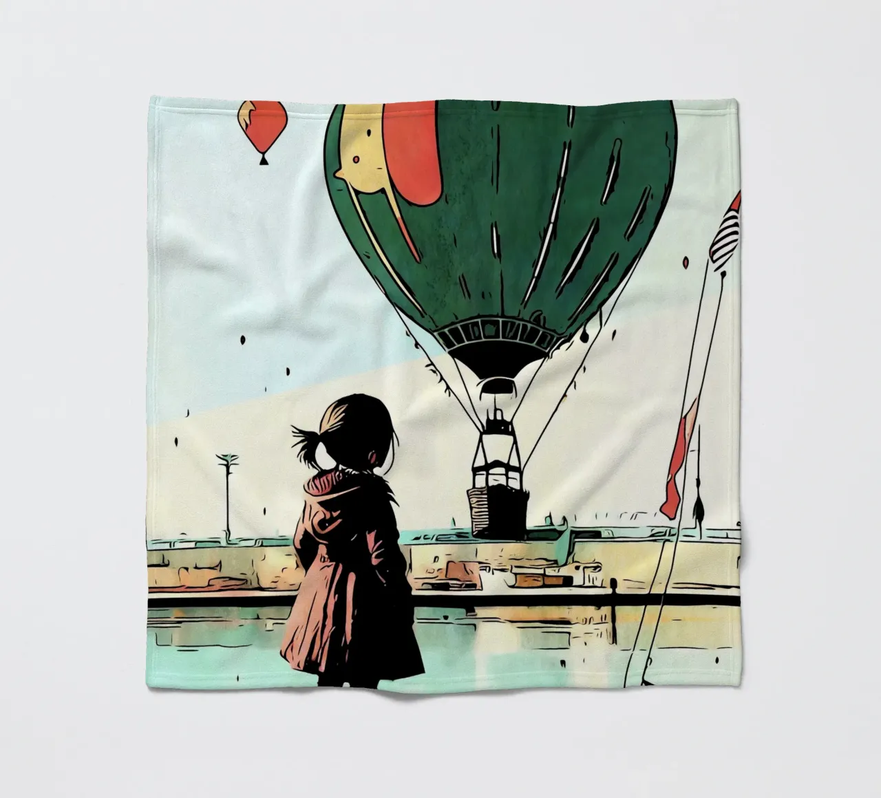Ragazza con palloncini #2 coperta in pile da ZAMART - PopArt