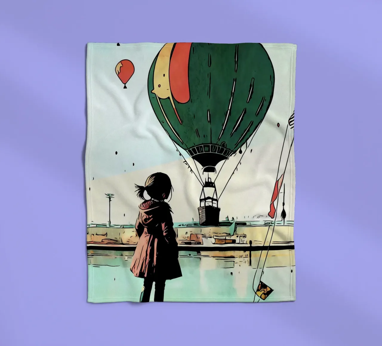 Ragazza con palloncini #2 coperta in pile da ZAMART - PopArt
