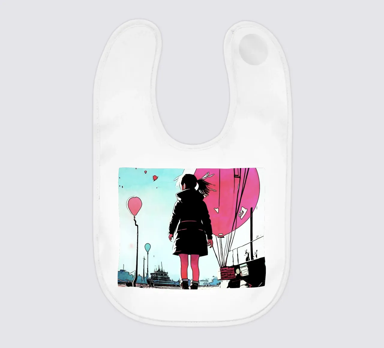 Ragazza con palloncini #3 bavaglino da ZAMART - PopArt