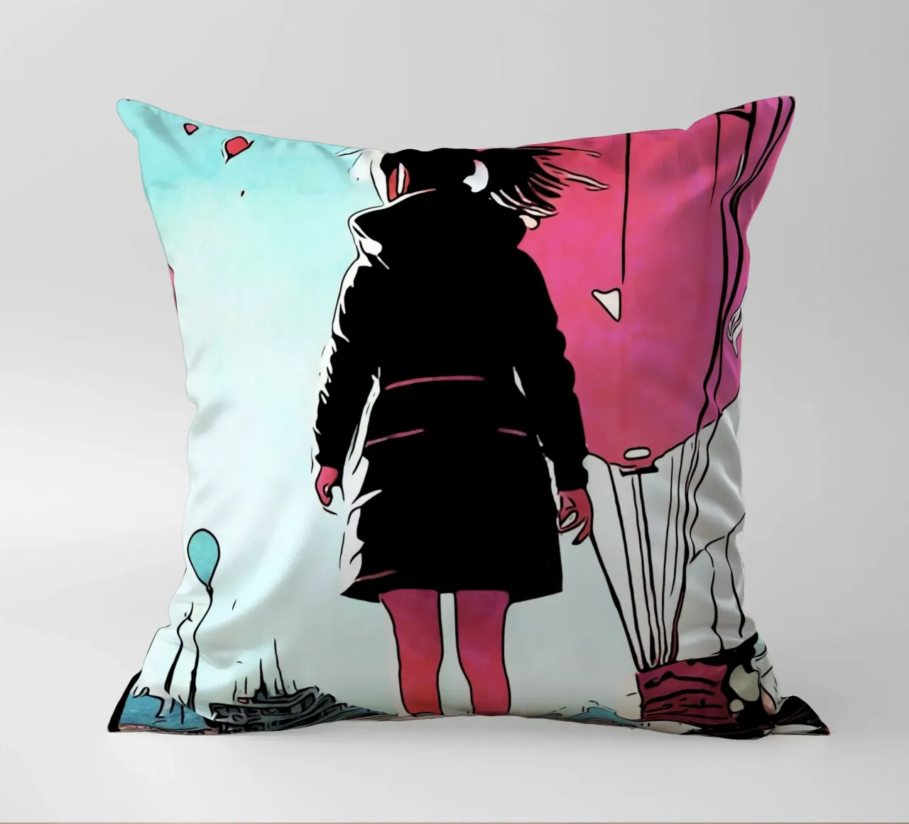 Ragazza con palloncini #3 cuscino da ZAMART - PopArt