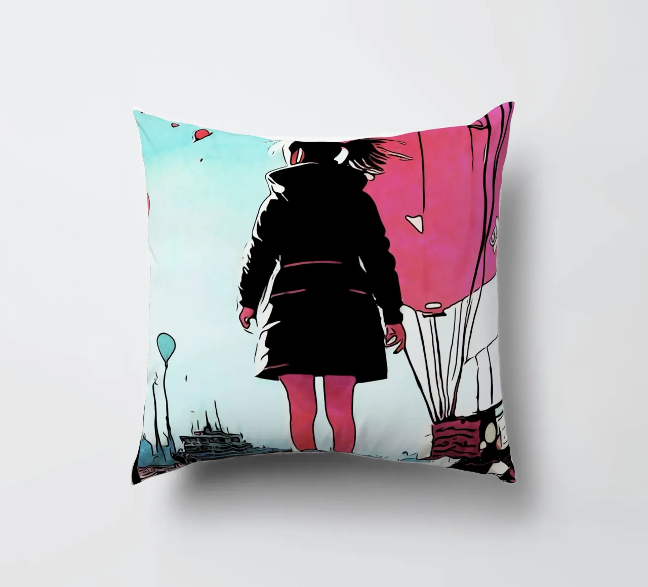 Ragazza con palloncini #3 cuscino da ZAMART - PopArt