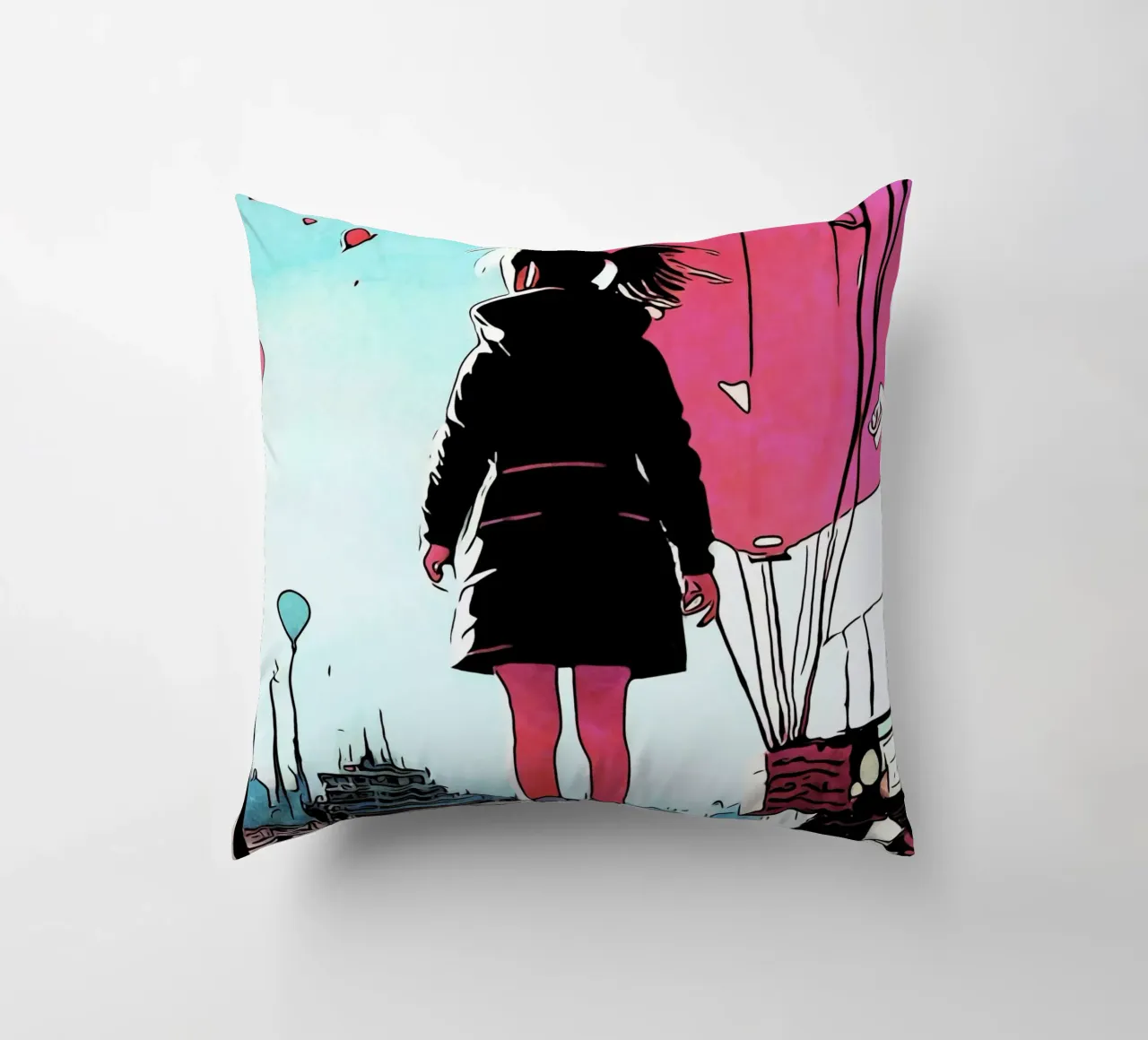 Ragazza con palloncini #3 cuscino da ZAMART - PopArt