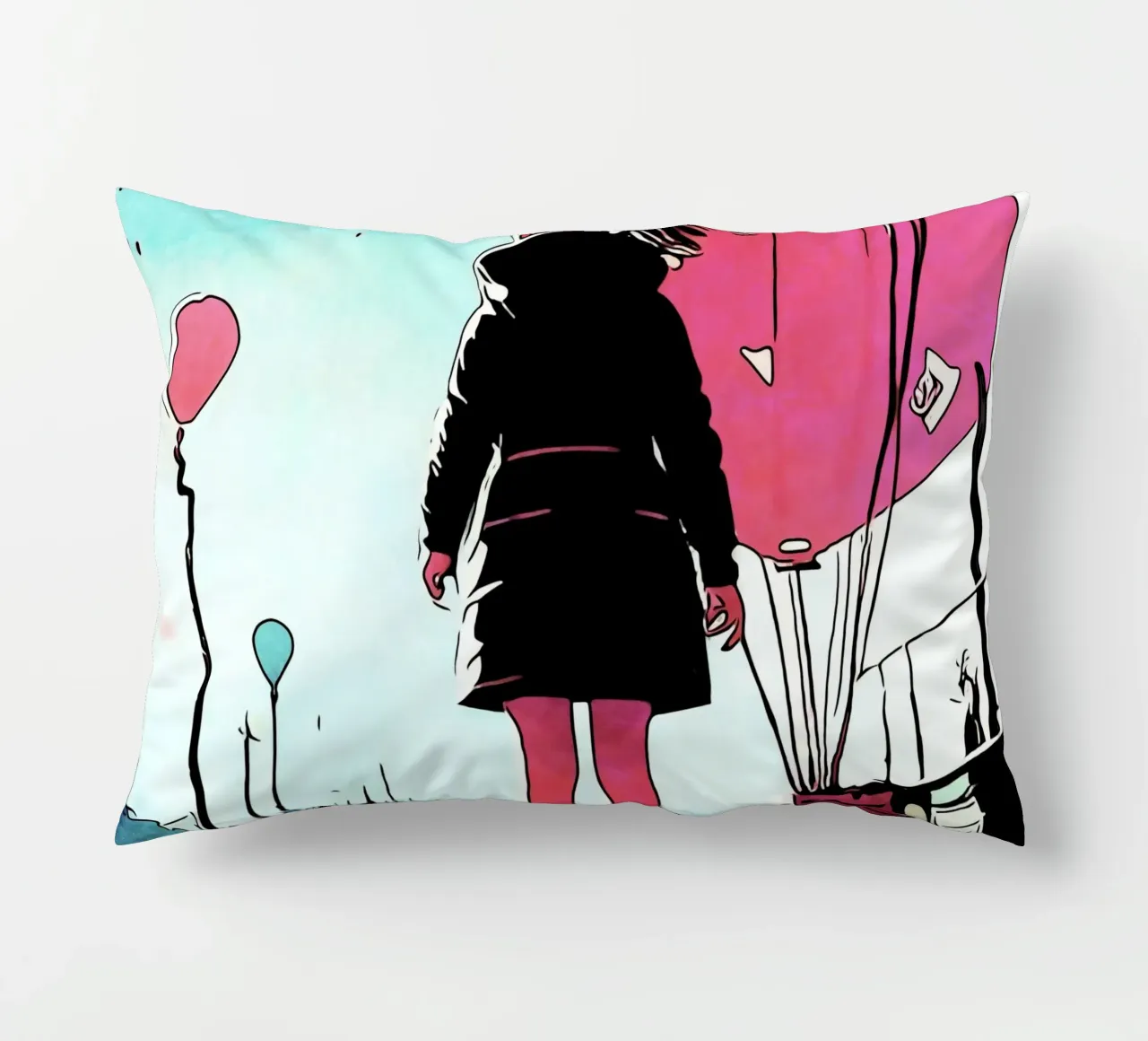 Ragazza con palloncini #3 cuscino da ZAMART - PopArt