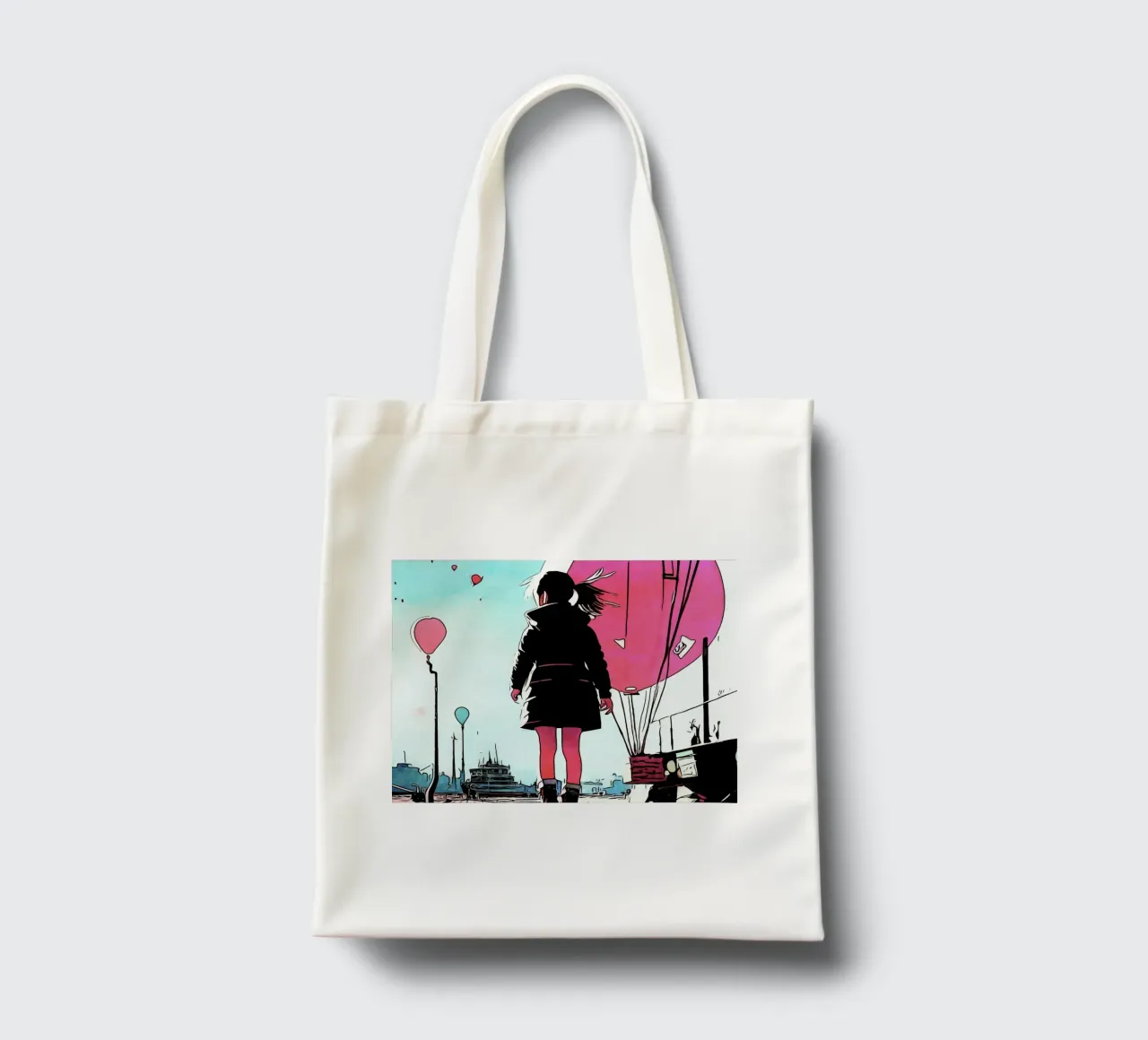 Ragazza con palloncini #3 borsa in juta da ZAMART - PopArt