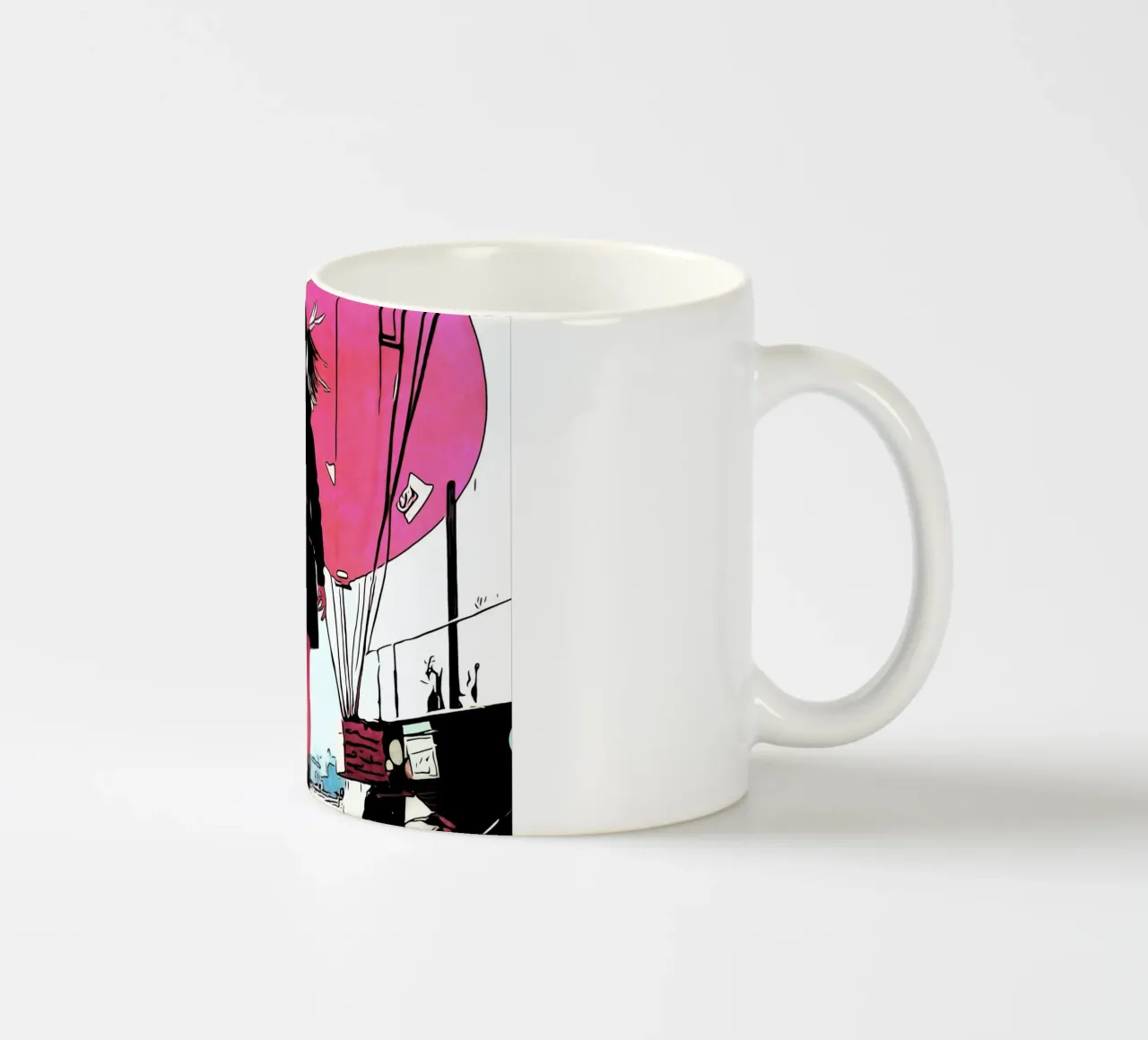 Ragazza con palloncini #3 tazza in ceramica da ZAMART - PopArt