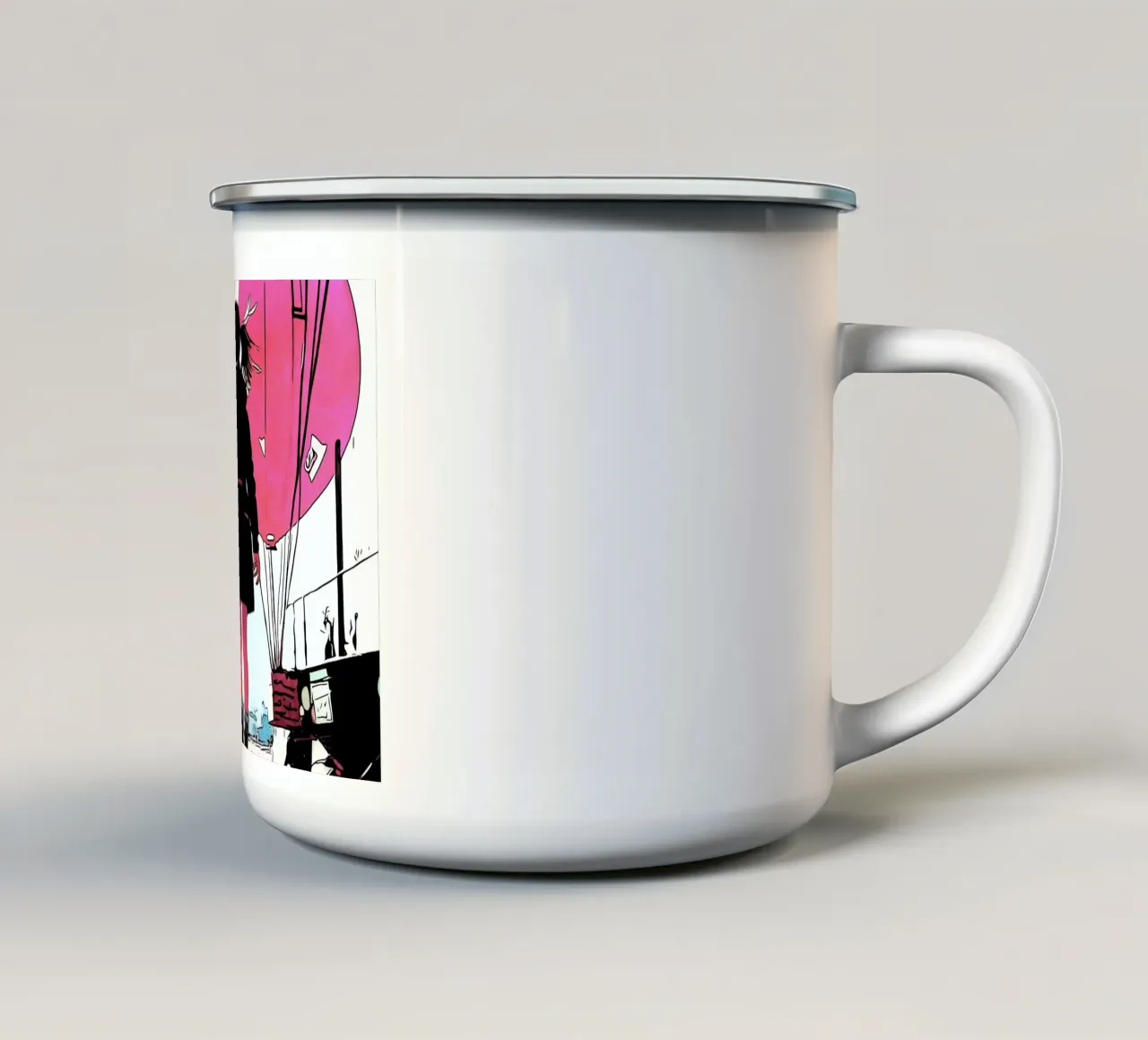 Ragazza con palloncini #3 tazza in smalto da ZAMART - PopArt