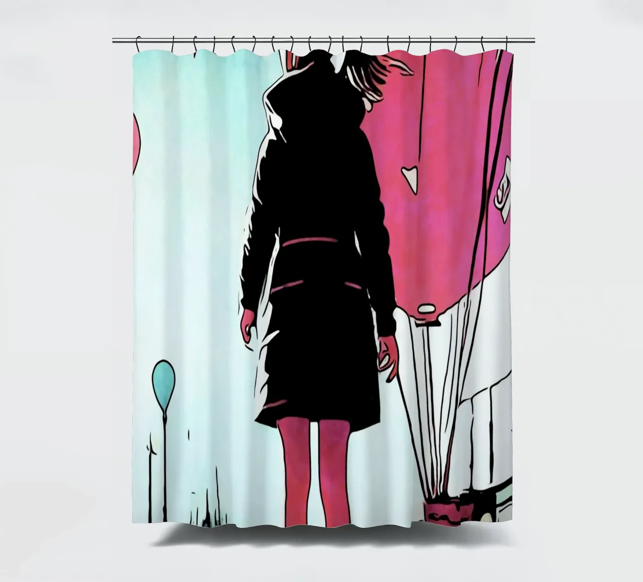 Ragazza con palloncini #3 tenda da doccia da ZAMART - PopArt