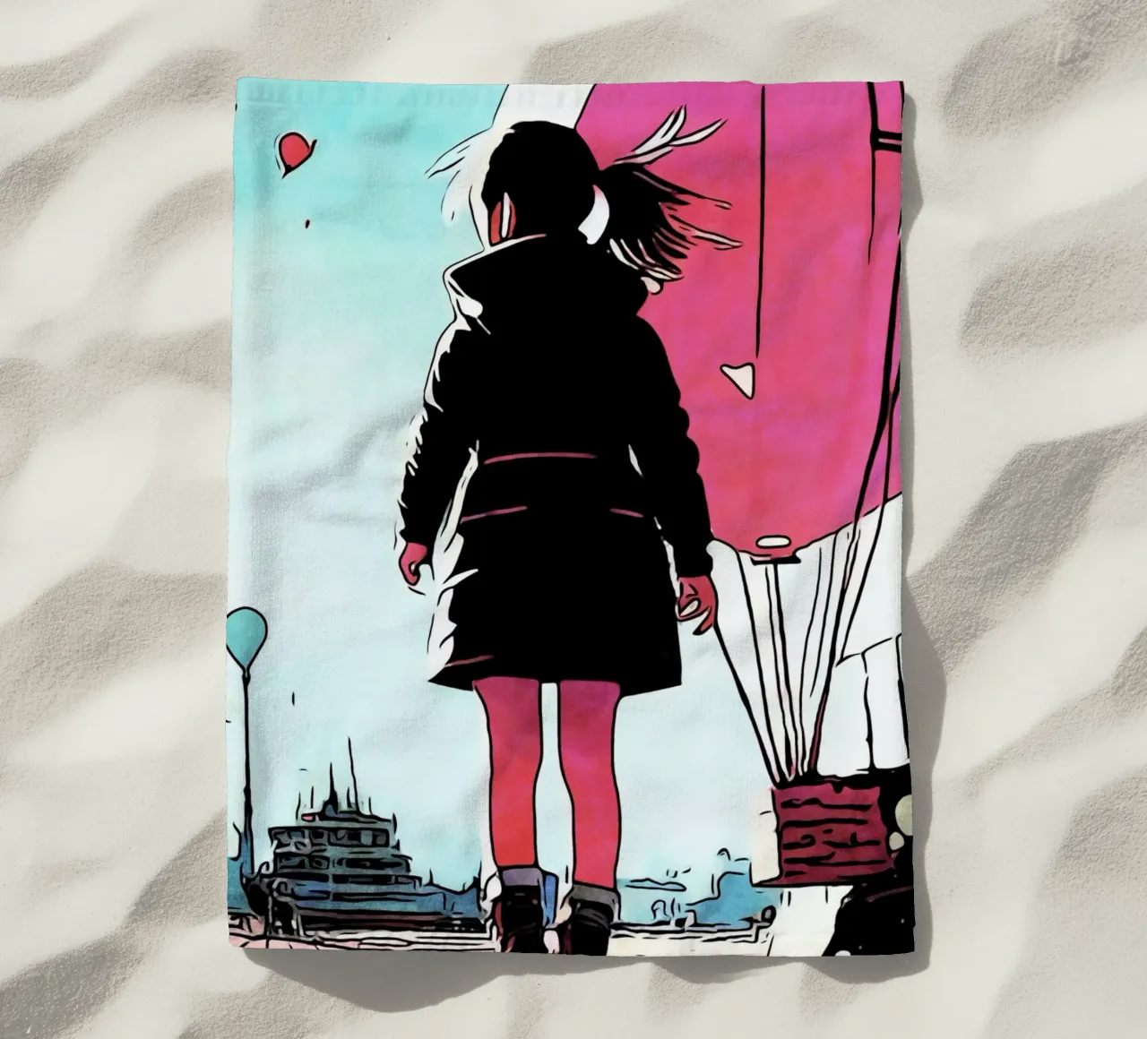 Ragazza con palloncini #3 telo mare da ZAMART - PopArt