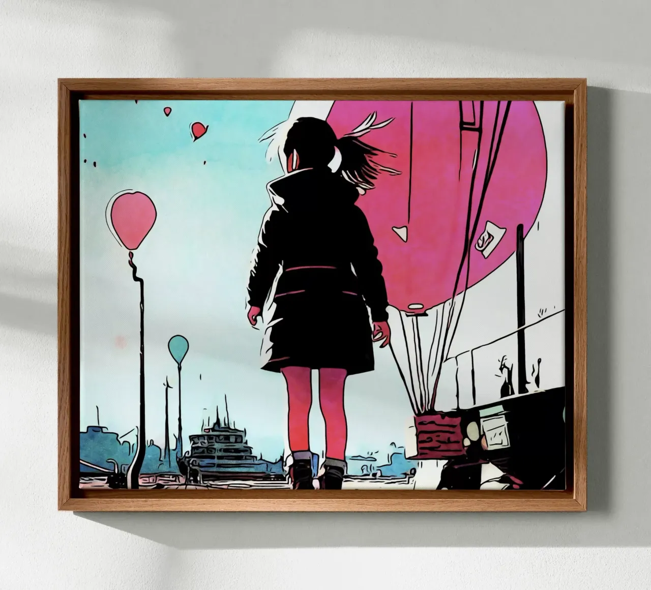 Ragazza con palloncini #3 tela con Cornice a cassetta da ZAMART - PopArt