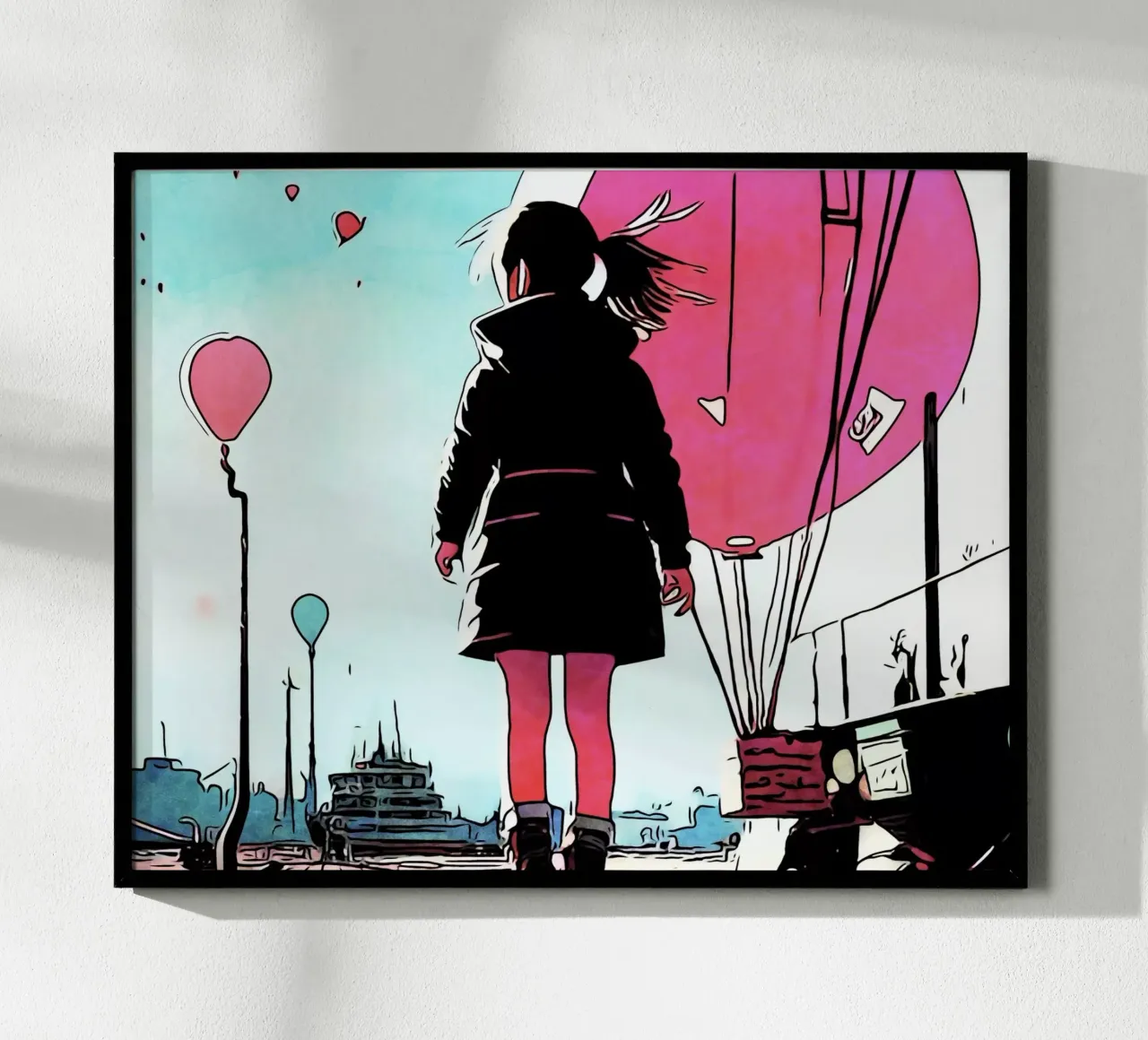 Ragazza con palloncini #3 carta hahnemühle da ZAMART - PopArt