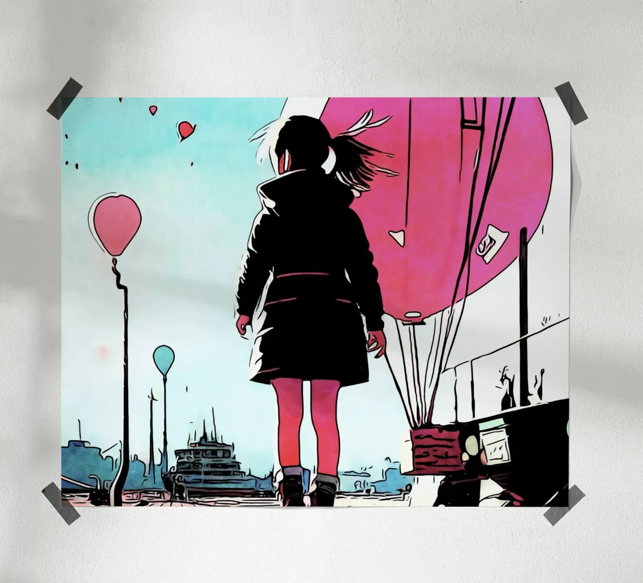 Ragazza con palloncini #3 carta hahnemühle da ZAMART - PopArt
