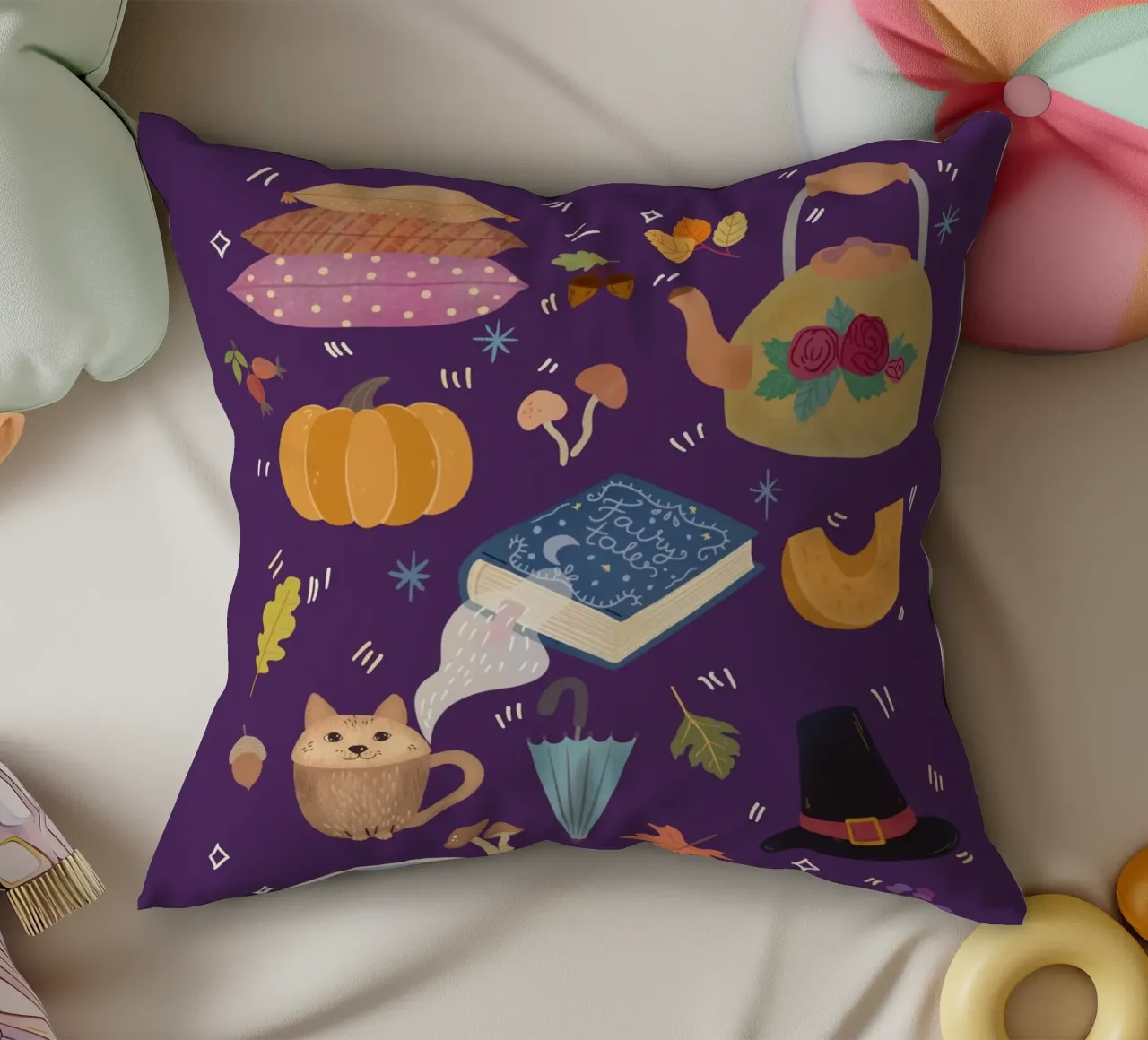 Cozy Autumn Icons cuscino da Taika Tori Art