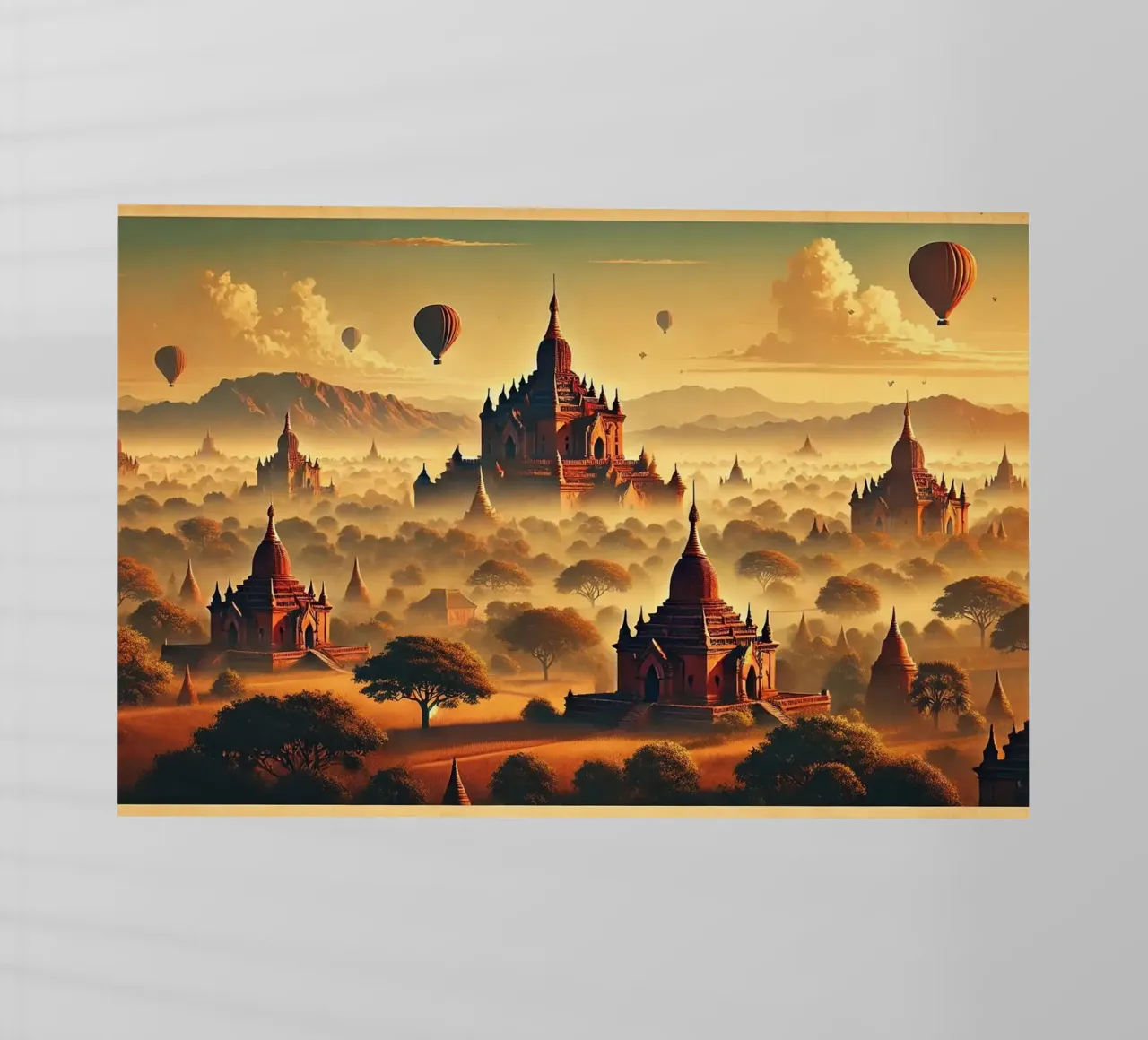 Poster d'epoca di Bagan, Myanmar pellicola backlit da Wanderlust Vibes