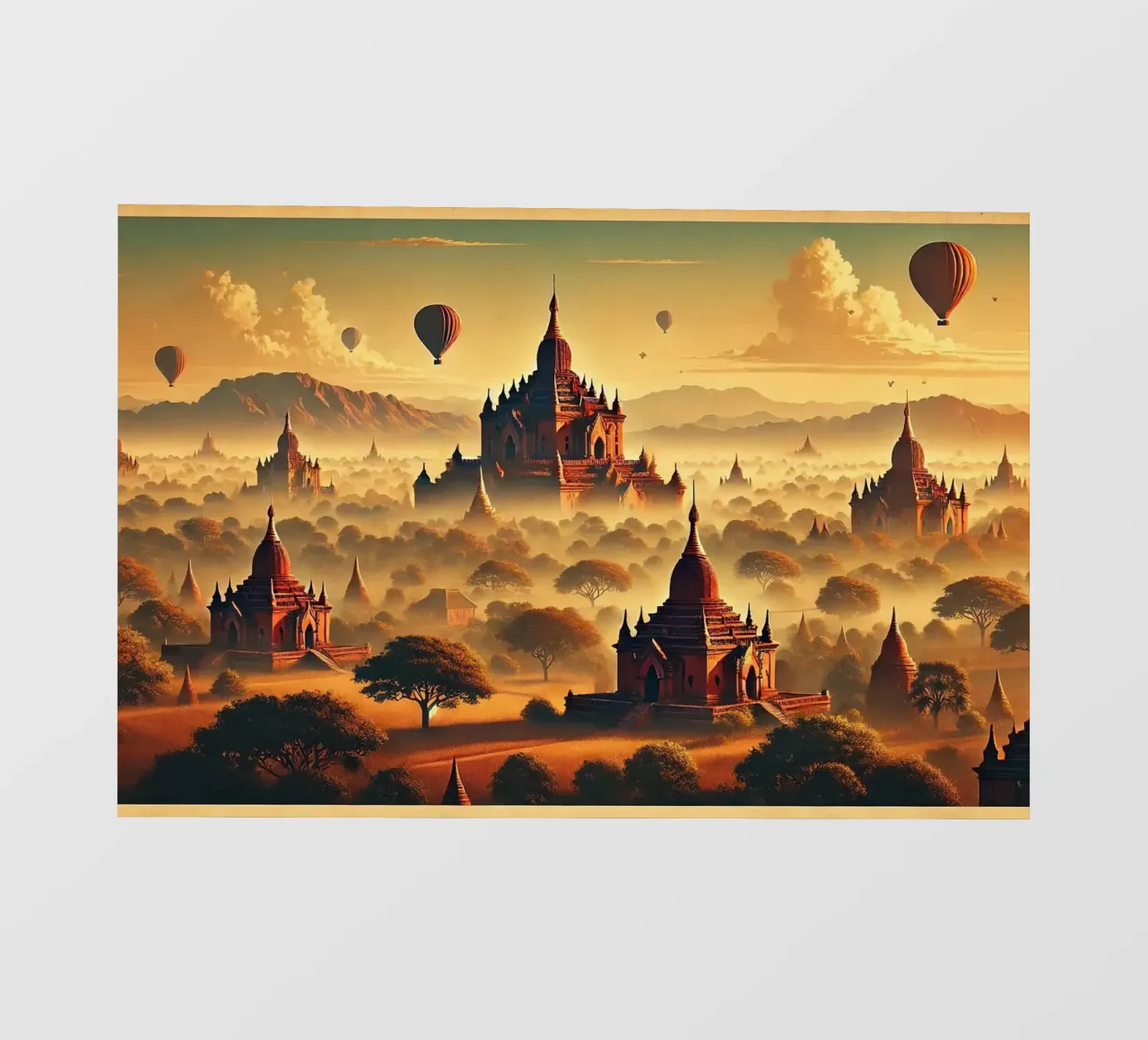 Poster d'epoca di Bagan, Myanmar pellicola backlit da Wanderlust Vibes
