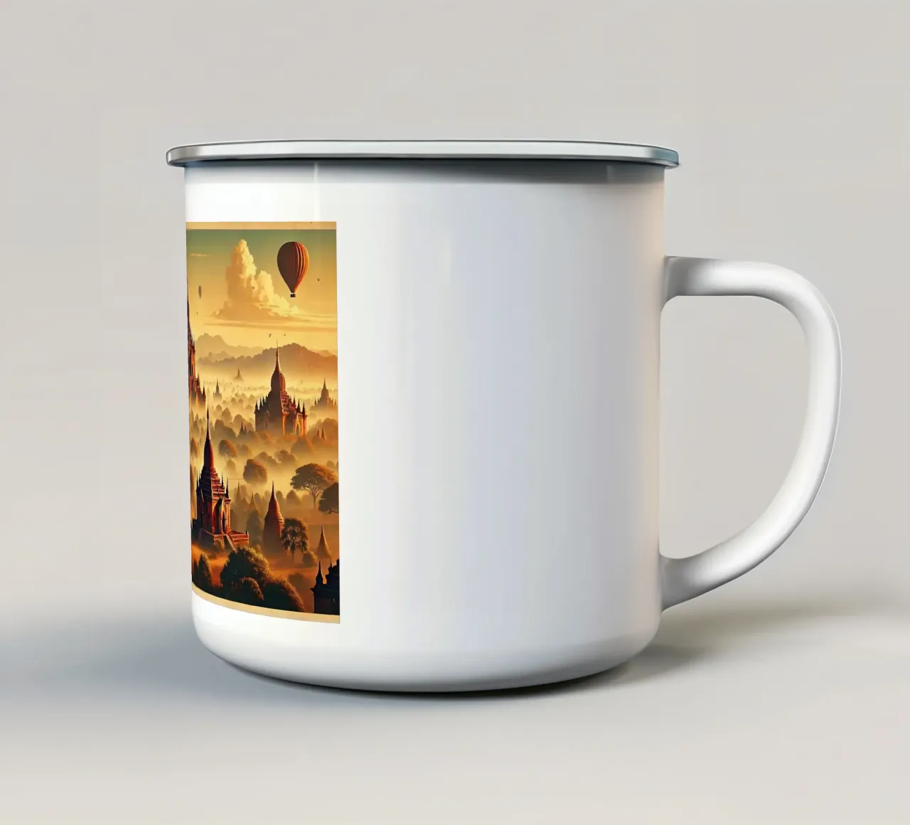 Poster d'epoca di Bagan, Myanmar tazza in smalto da Wanderlust Vibes