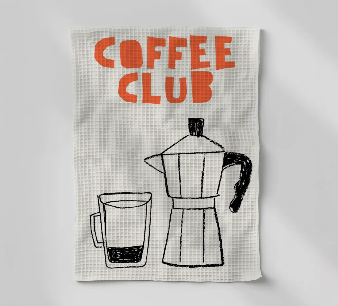 Illustration d'un club de café avec une cafetière et une tasse torchon de The Art Club