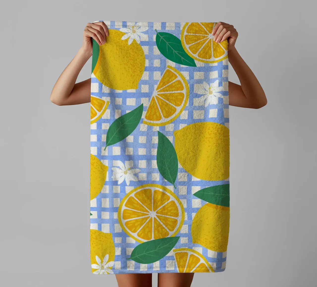 Bright Lemon & Orange Slice Pattern towel by The Art Club