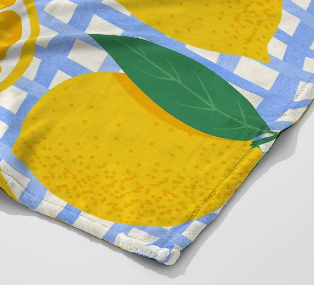 Bright Lemon & Orange Slice Pattern fleece blanket by The Art Club