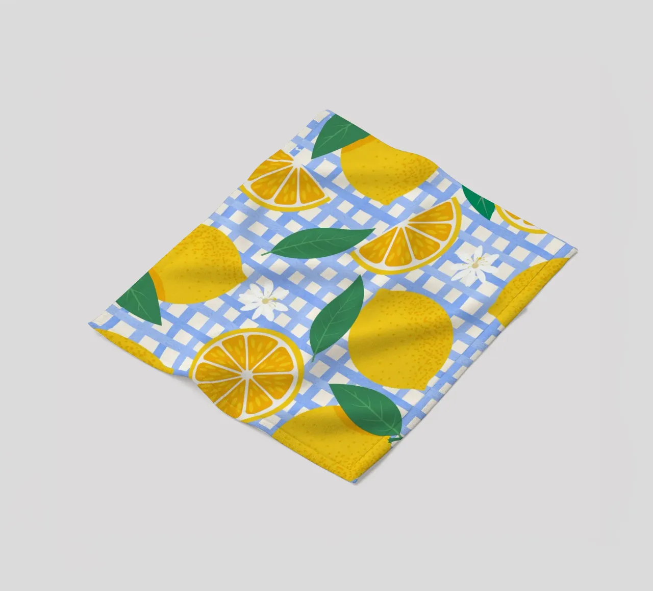 Bright Lemon & Orange Slice Pattern fleece blanket by The Art Club
