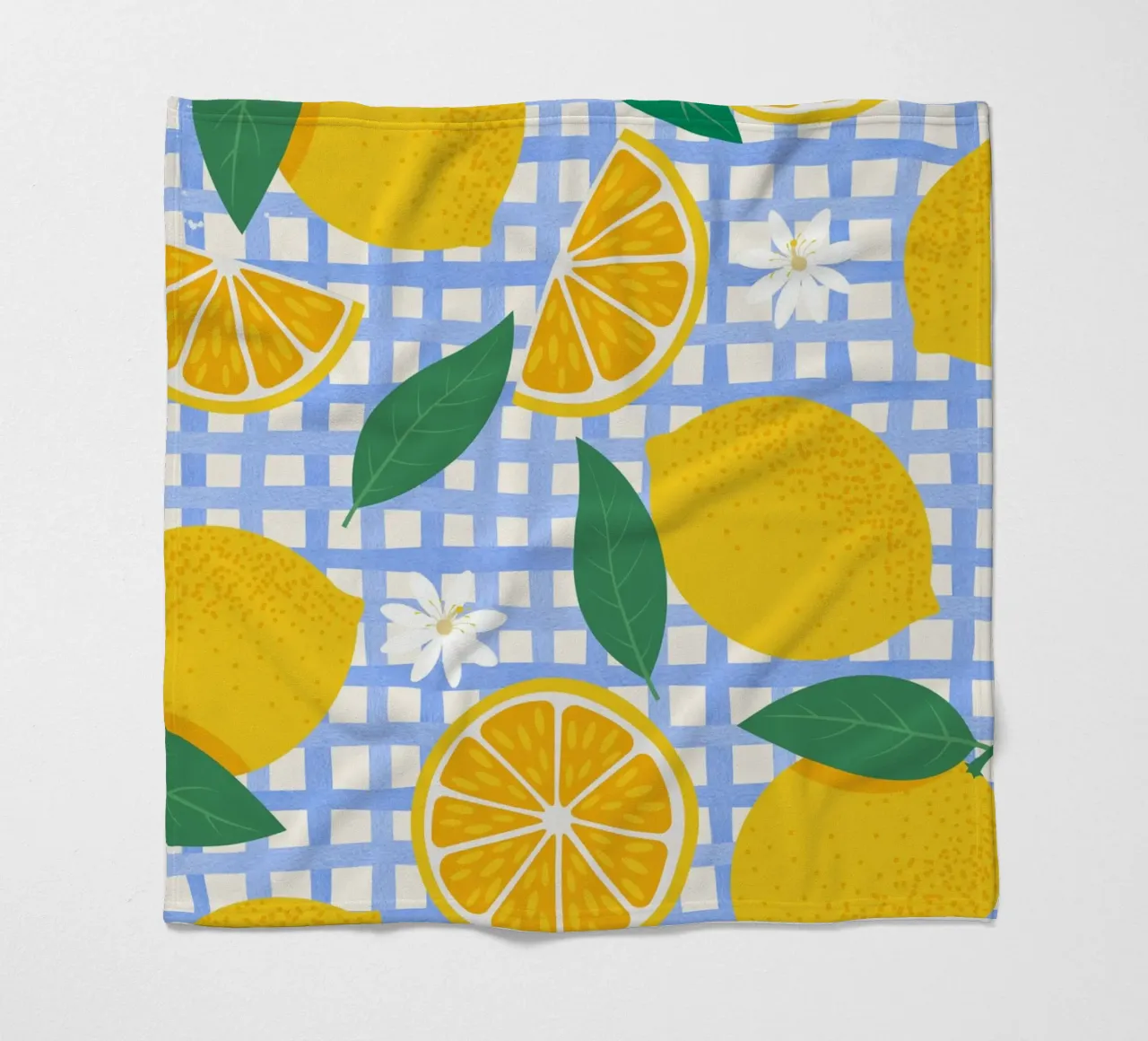 Bright Lemon & Orange Slice Pattern fleece blanket by The Art Club