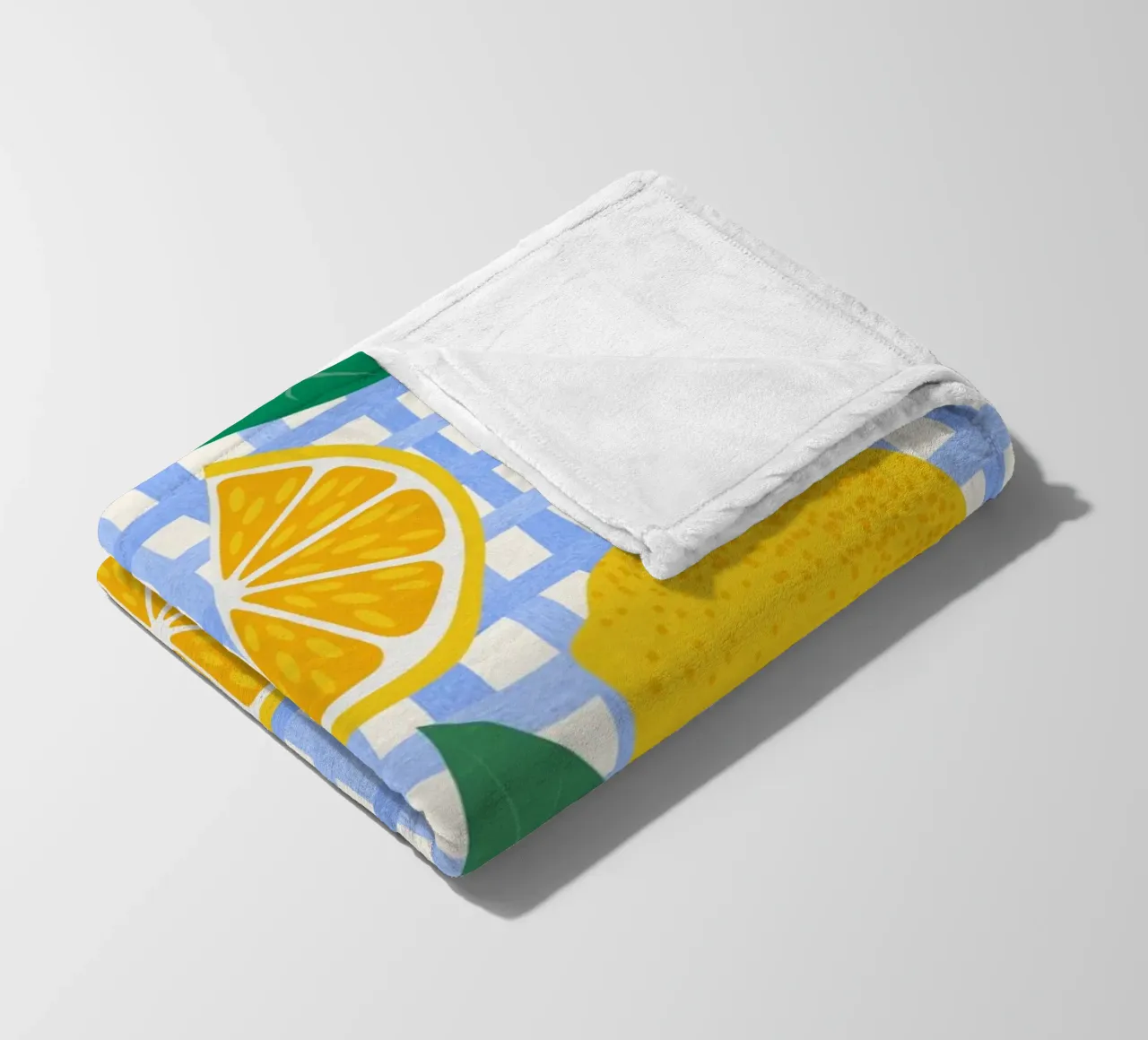 Bright Lemon & Orange Slice Pattern fleece blanket by The Art Club
