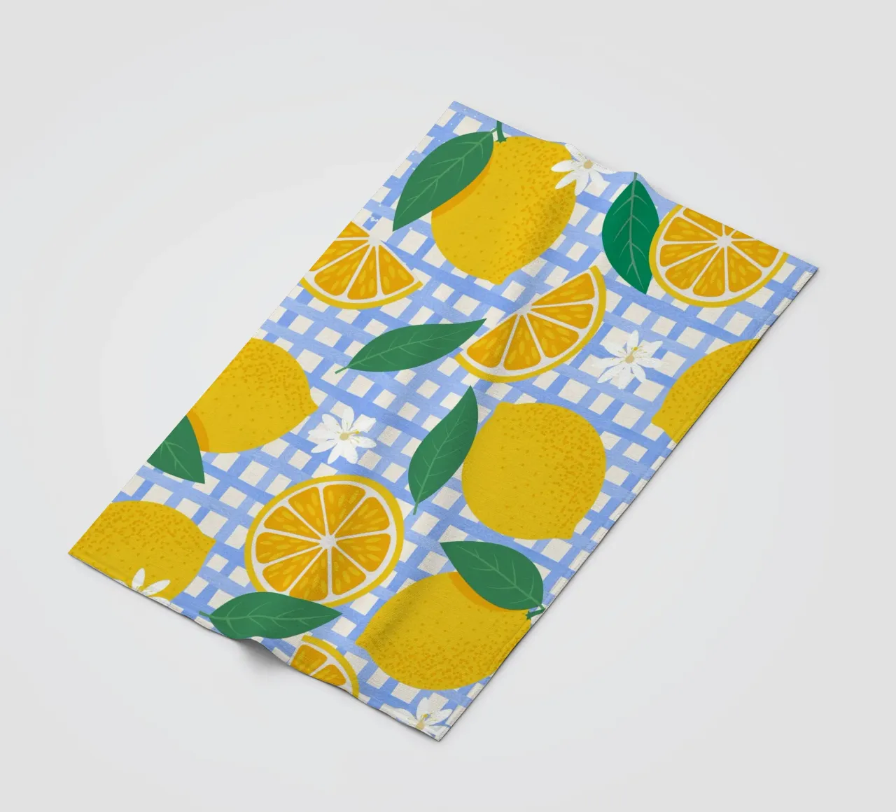 Bright Lemon & Orange Slice Pattern fleece blanket by The Art Club