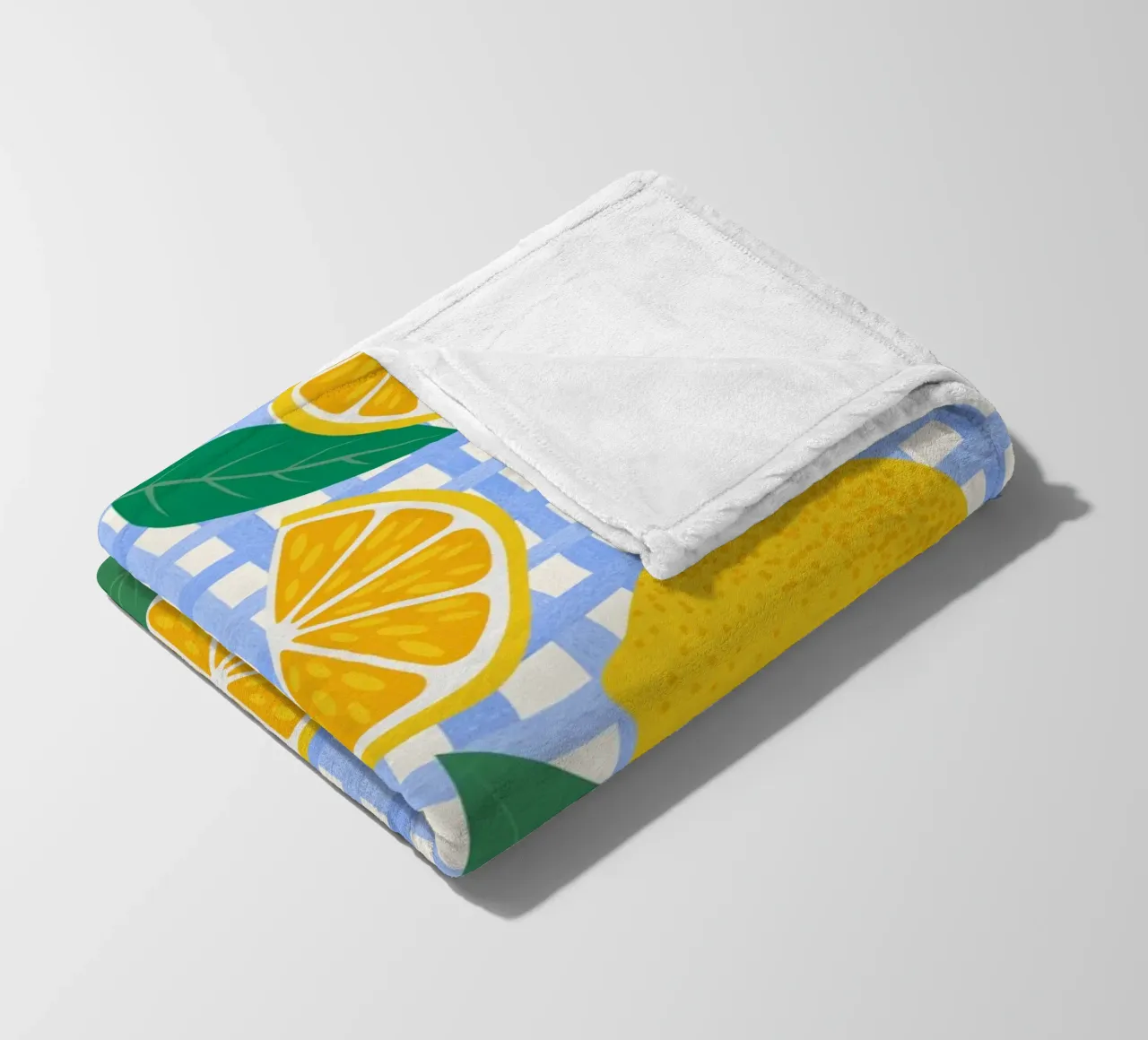 Bright Lemon & Orange Slice Pattern fleece blanket by The Art Club