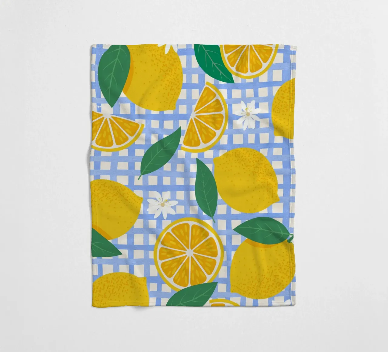 Bright Lemon & Orange Slice Pattern fleece blanket by The Art Club