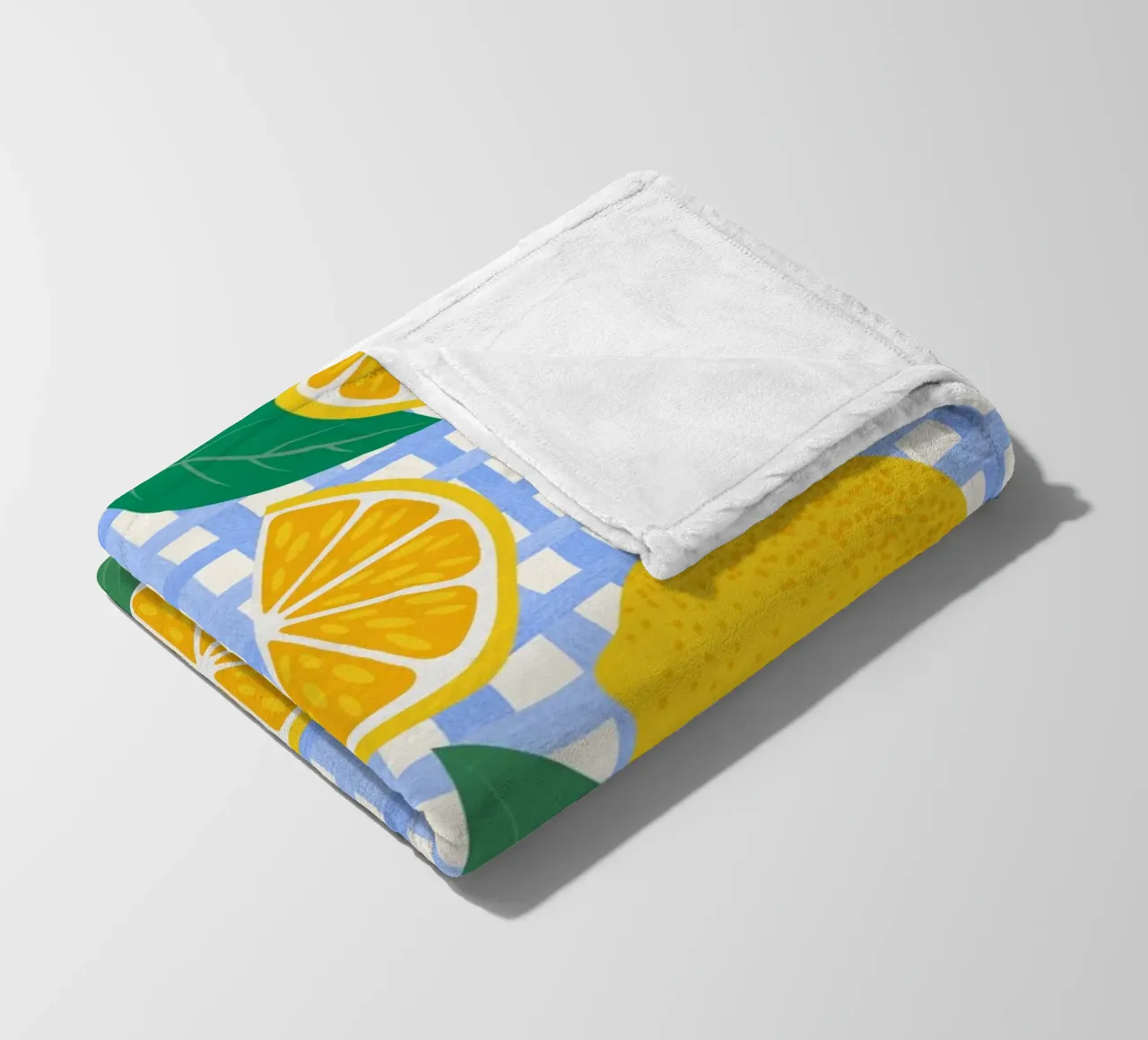 Bright Lemon & Orange Slice Pattern fleece blanket by The Art Club