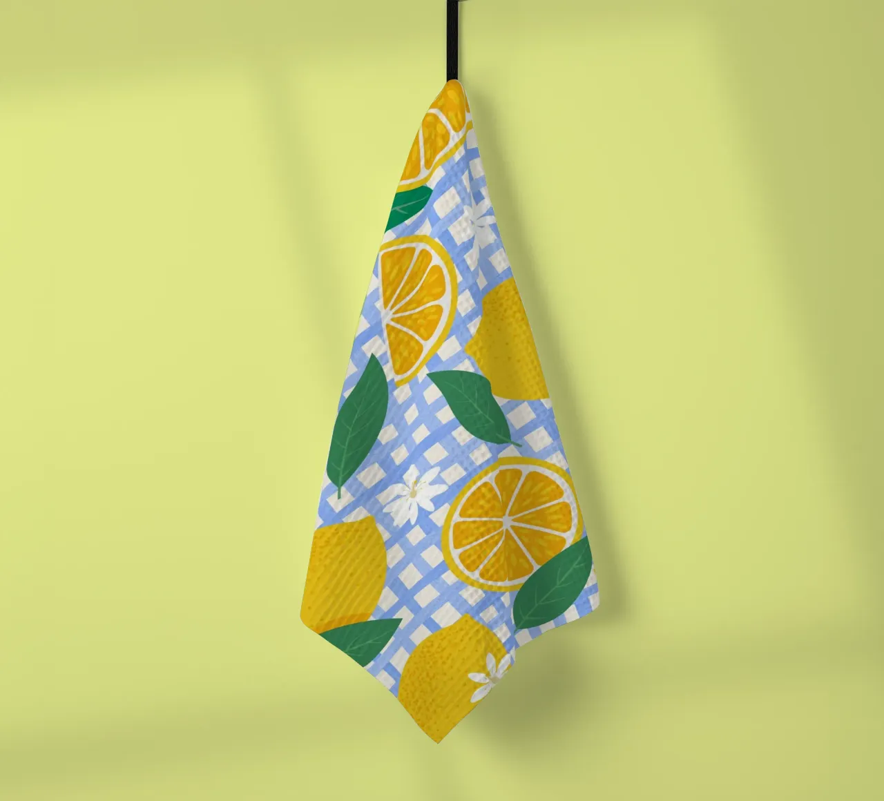 Bright Lemon & Orange Slice Pattern tea towel by The Art Club