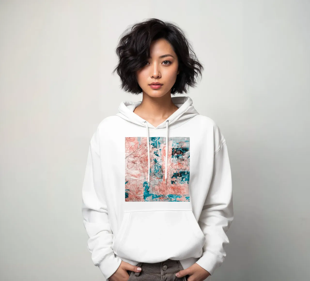 peony2 felpa con cappuccio da k i m